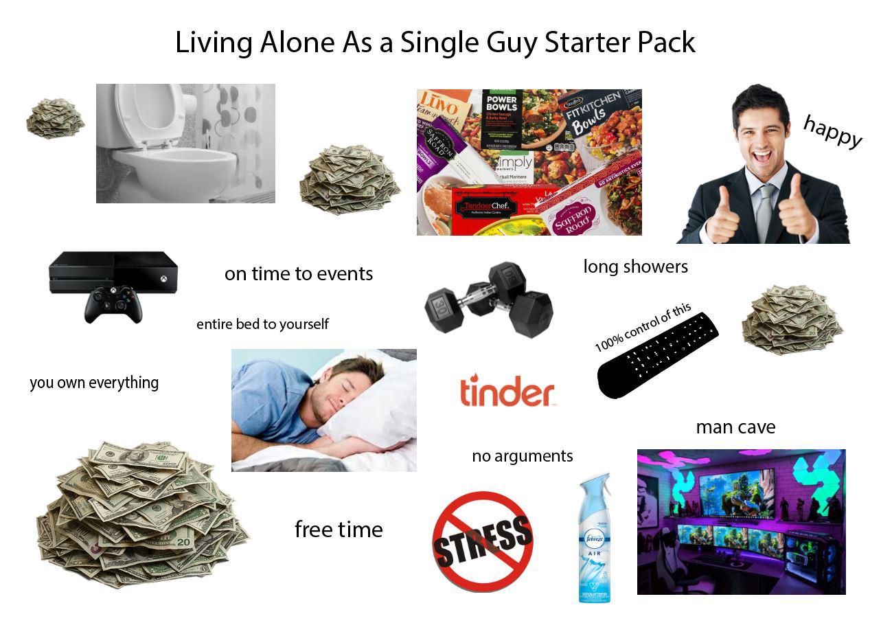 Living Alone As a Single Guy Starter Pack r/starterpacks