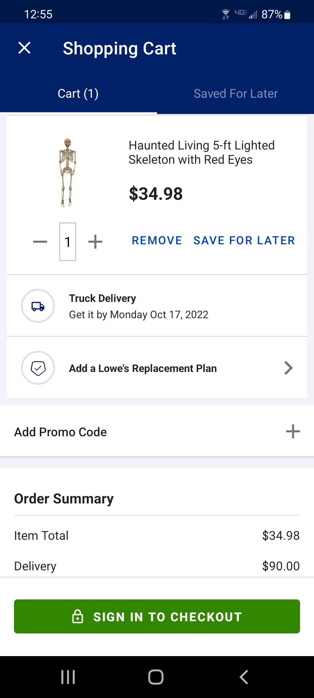 90 shipping with no way to ship to store or choose a cheaper option