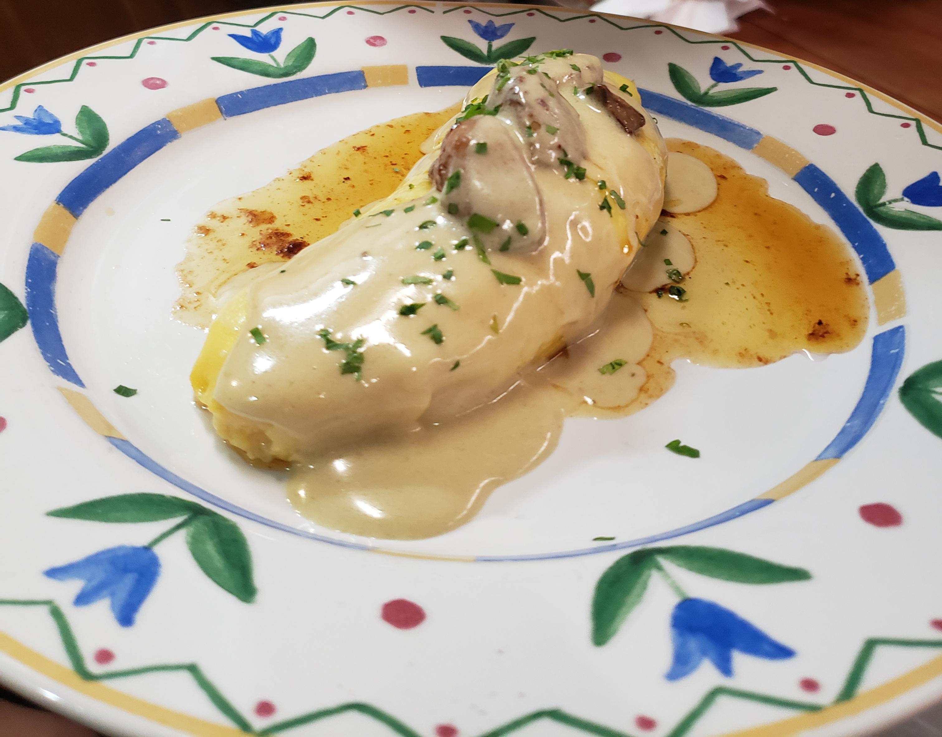 Foie gras omelette, chevre, tarragon cream. r/FoodPorn