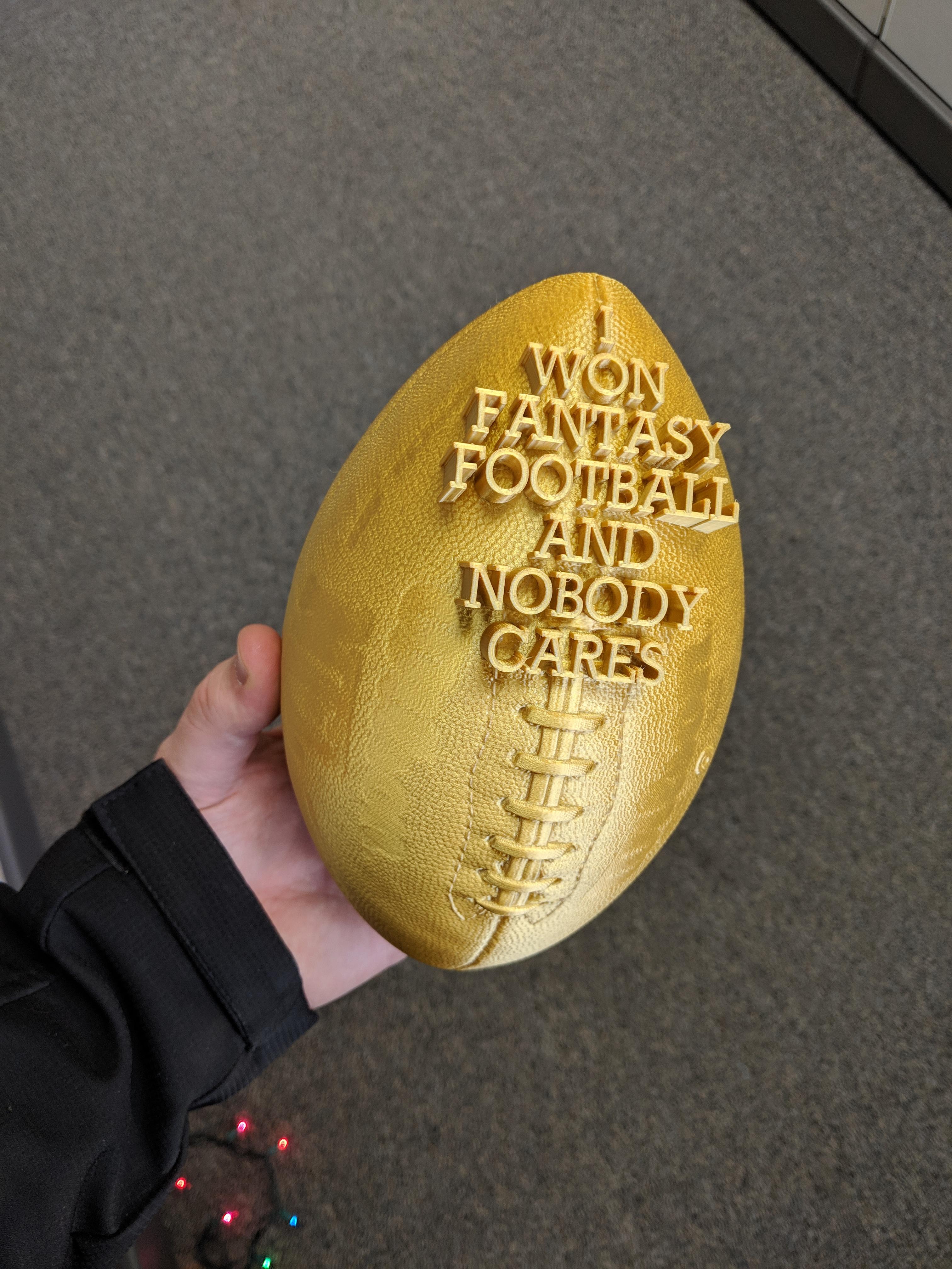 Last Place and First Place Fantasy Football Trophies, 3D Printed with