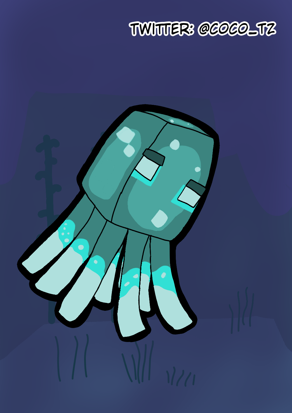 A Glow Squid FanArt made by me! r/Minecraft