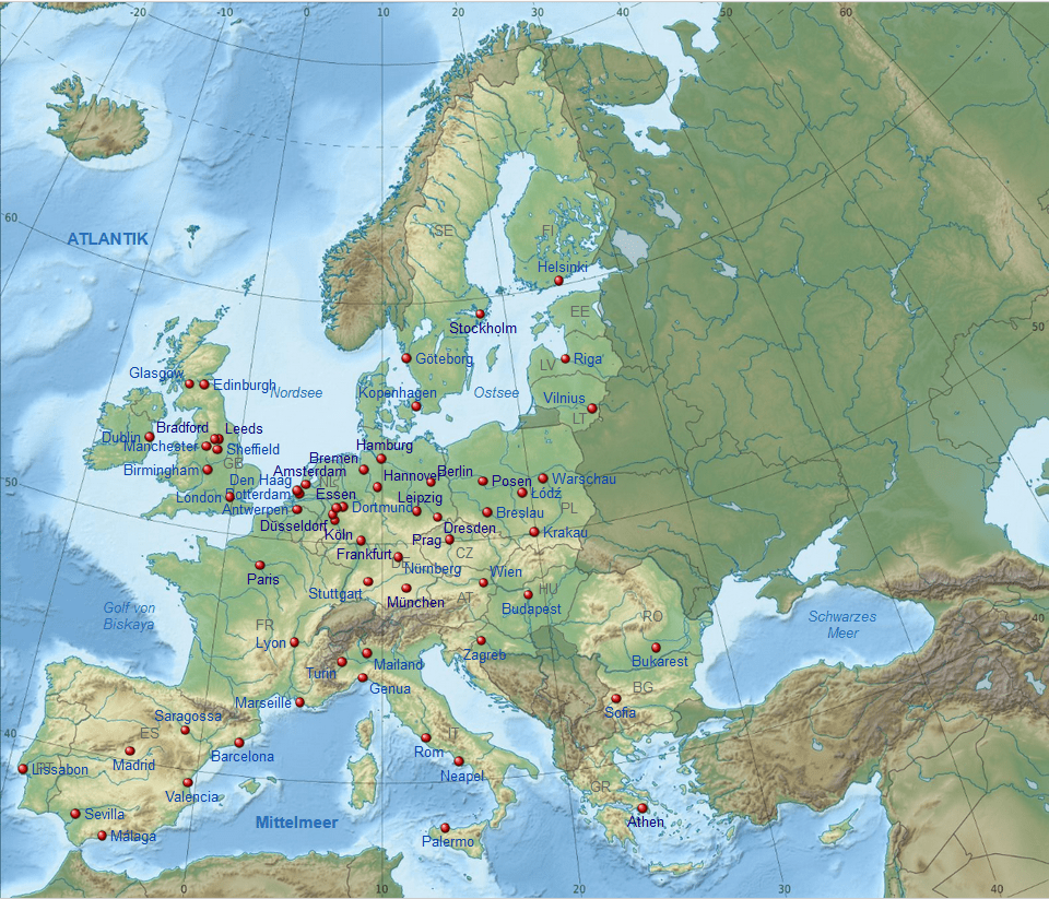 Biggest cities of the EU (population > 500.000) r/europe