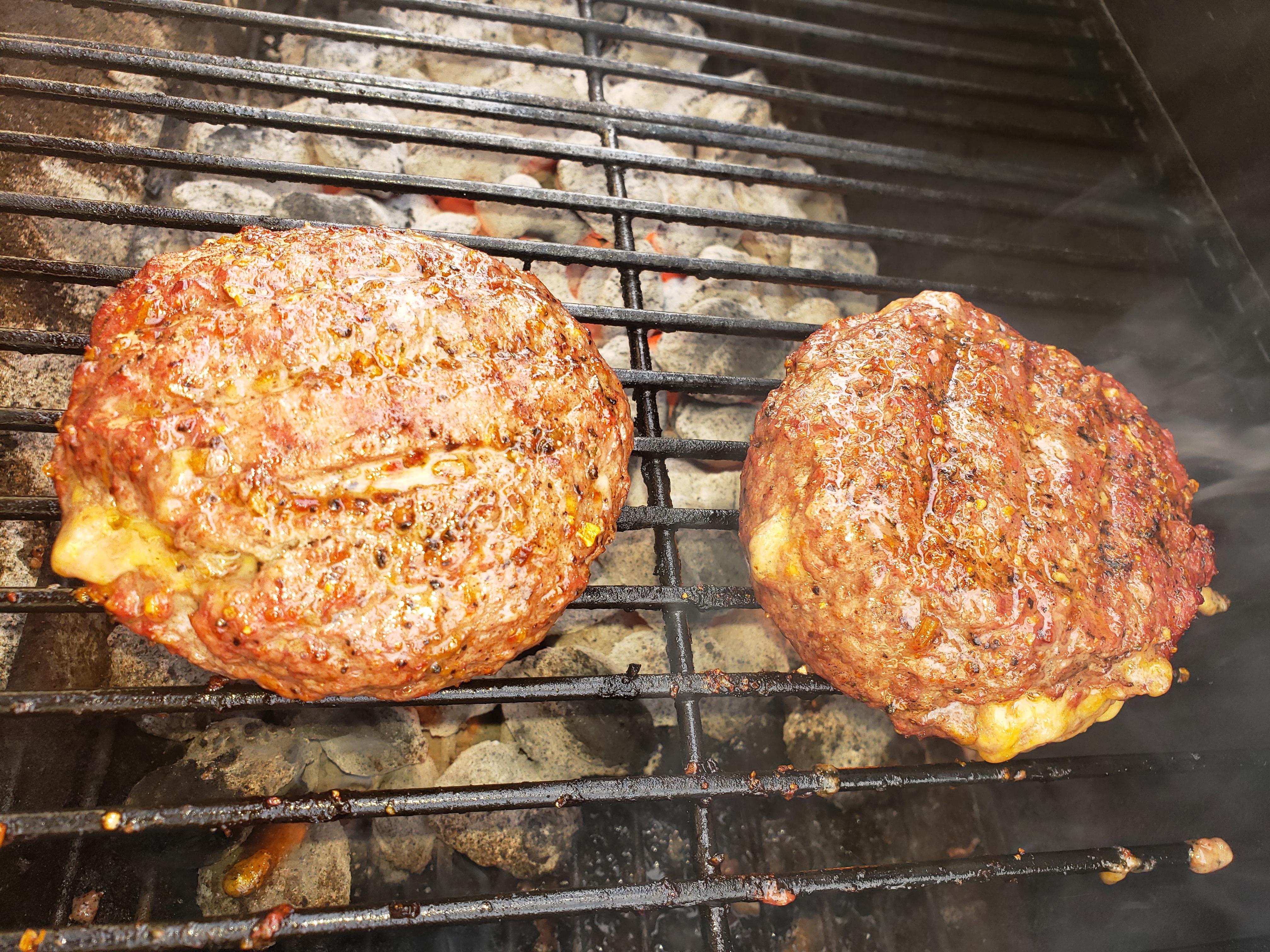 [HomeMade] grilled cheese stuffed burgers r/grilling