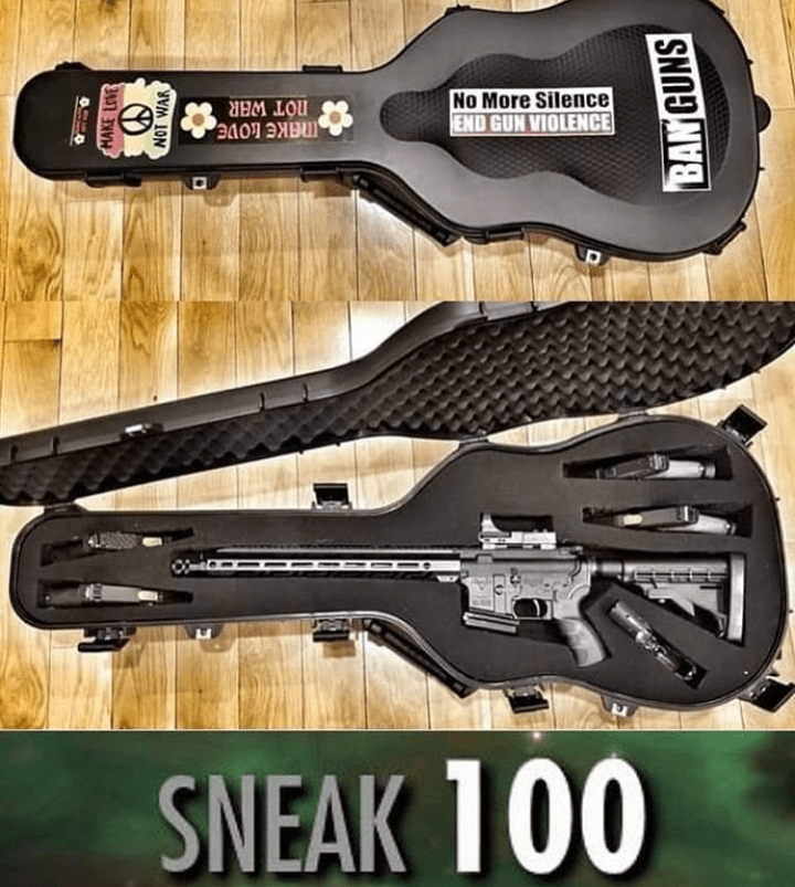 😂😂 get it? Because it's a gun hidden inside a guitar case and it's