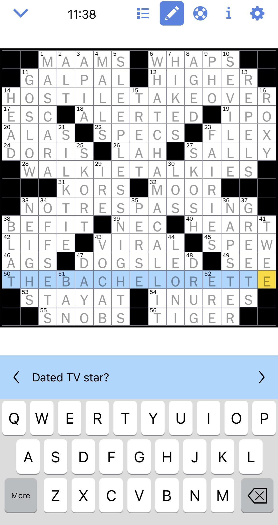 Once again, this show helped me solve the NYT crossword! (Spoilers for