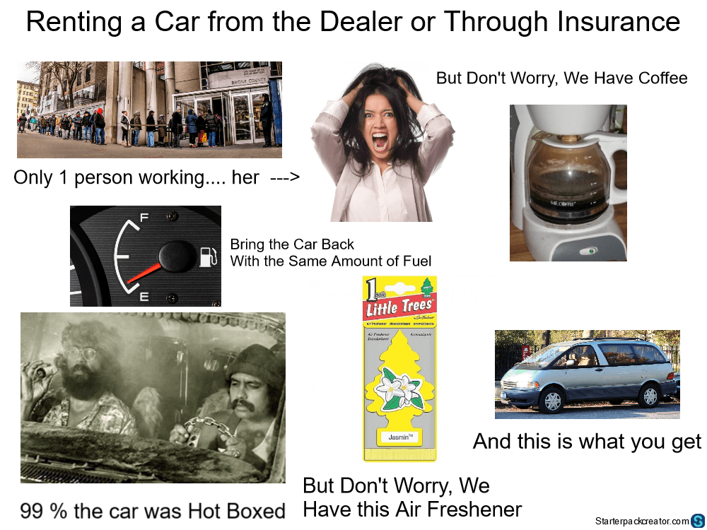 Renting a Car from the Dealer or Through Insruance Starterpack r