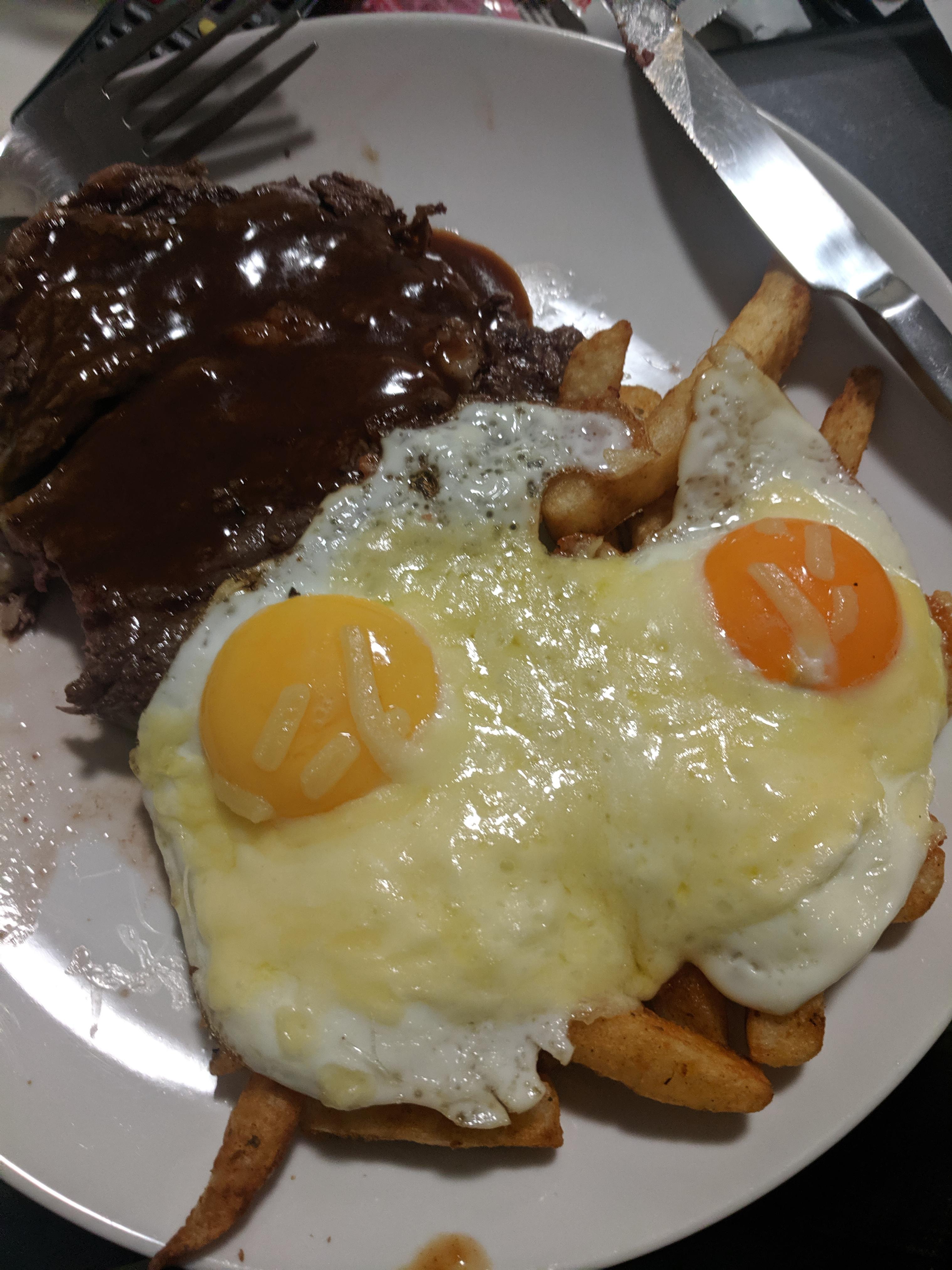 Steak,chips and Aussie shaped eggs r/australia