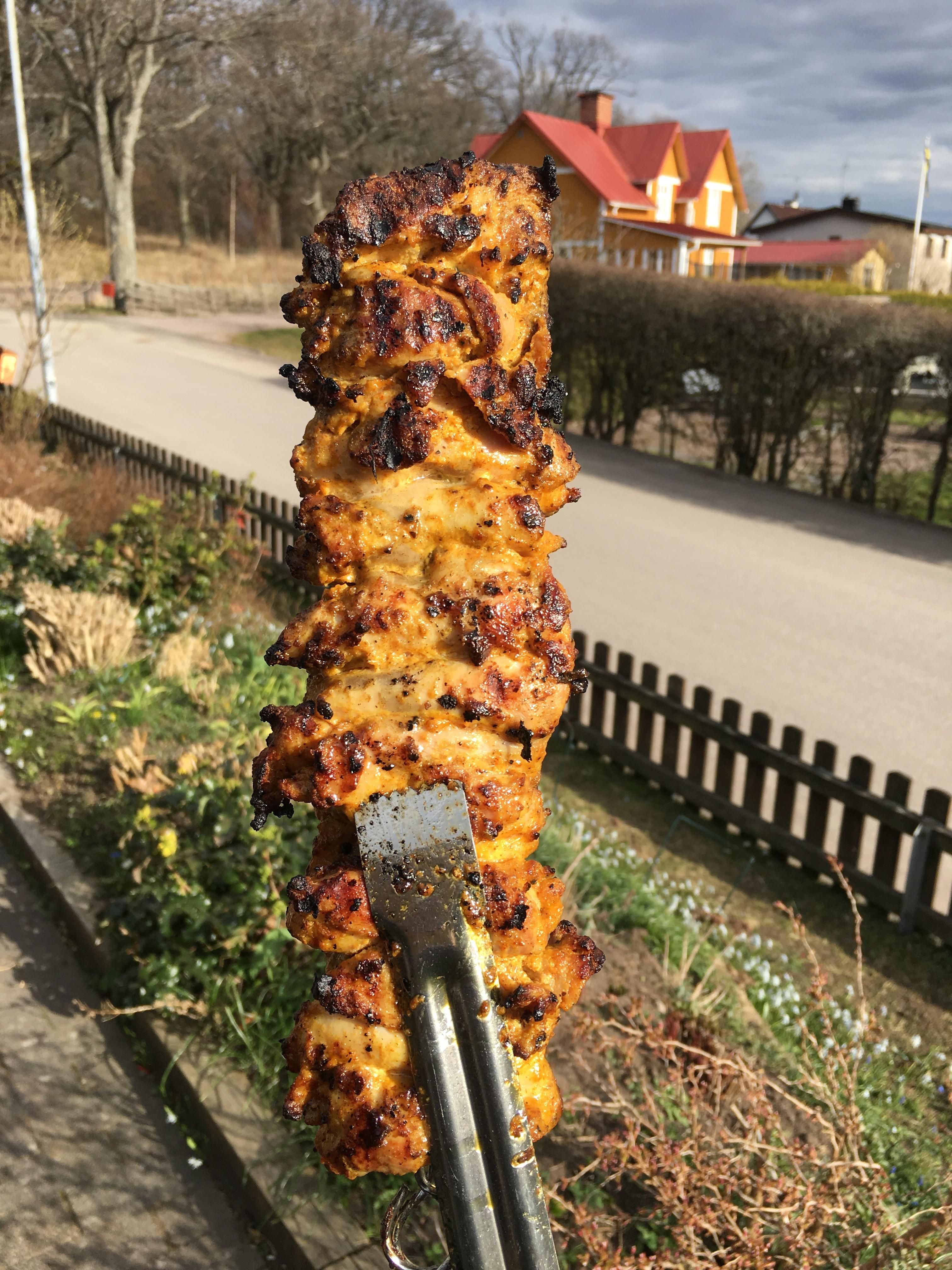 [homemade] chicken kebab on the grill r/food
