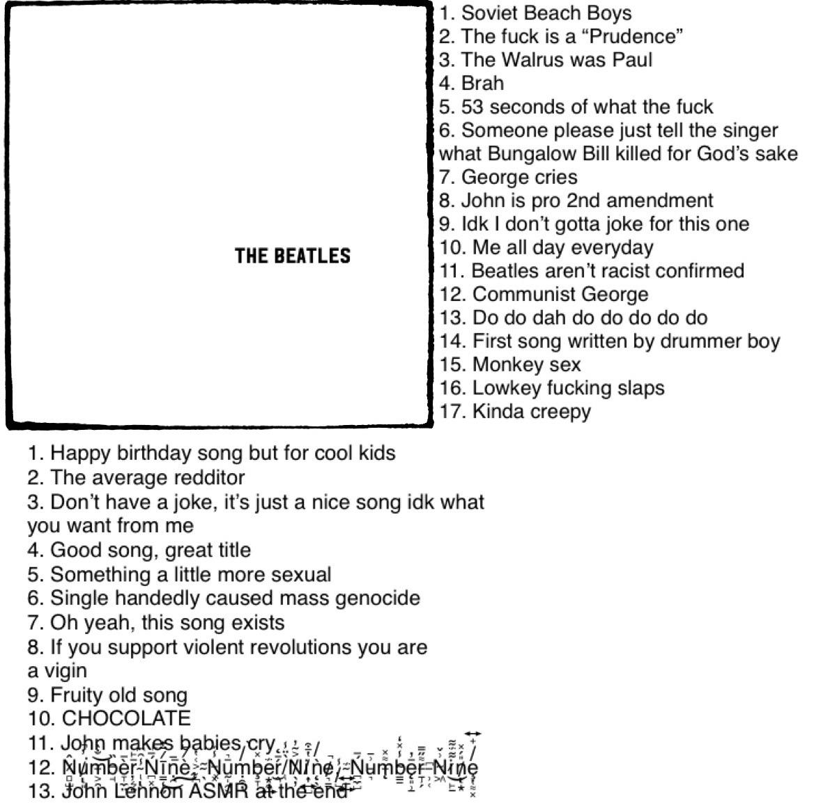 The Beatles The White Album in a nutshell r/albumsinanutshell