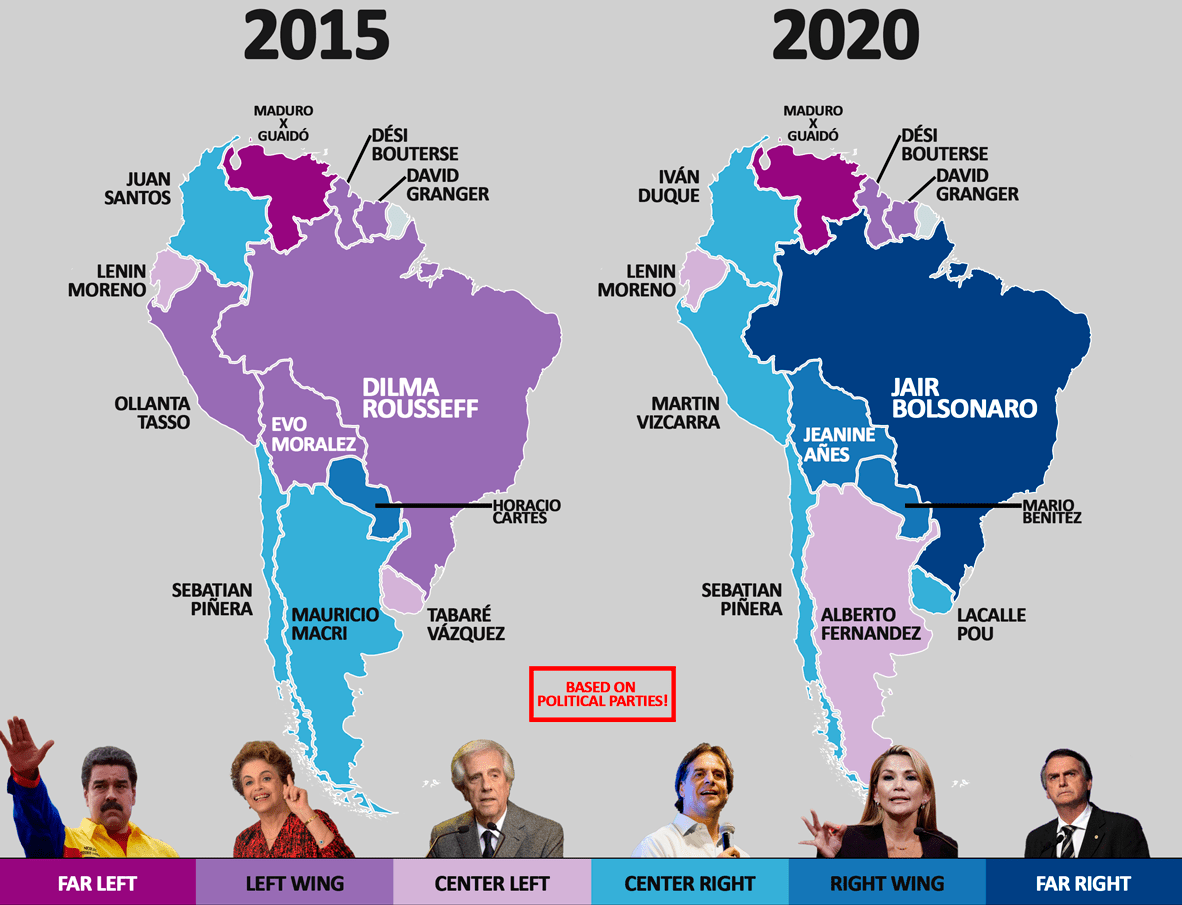 South American Politics 2015 to 2020 r/MapPorn