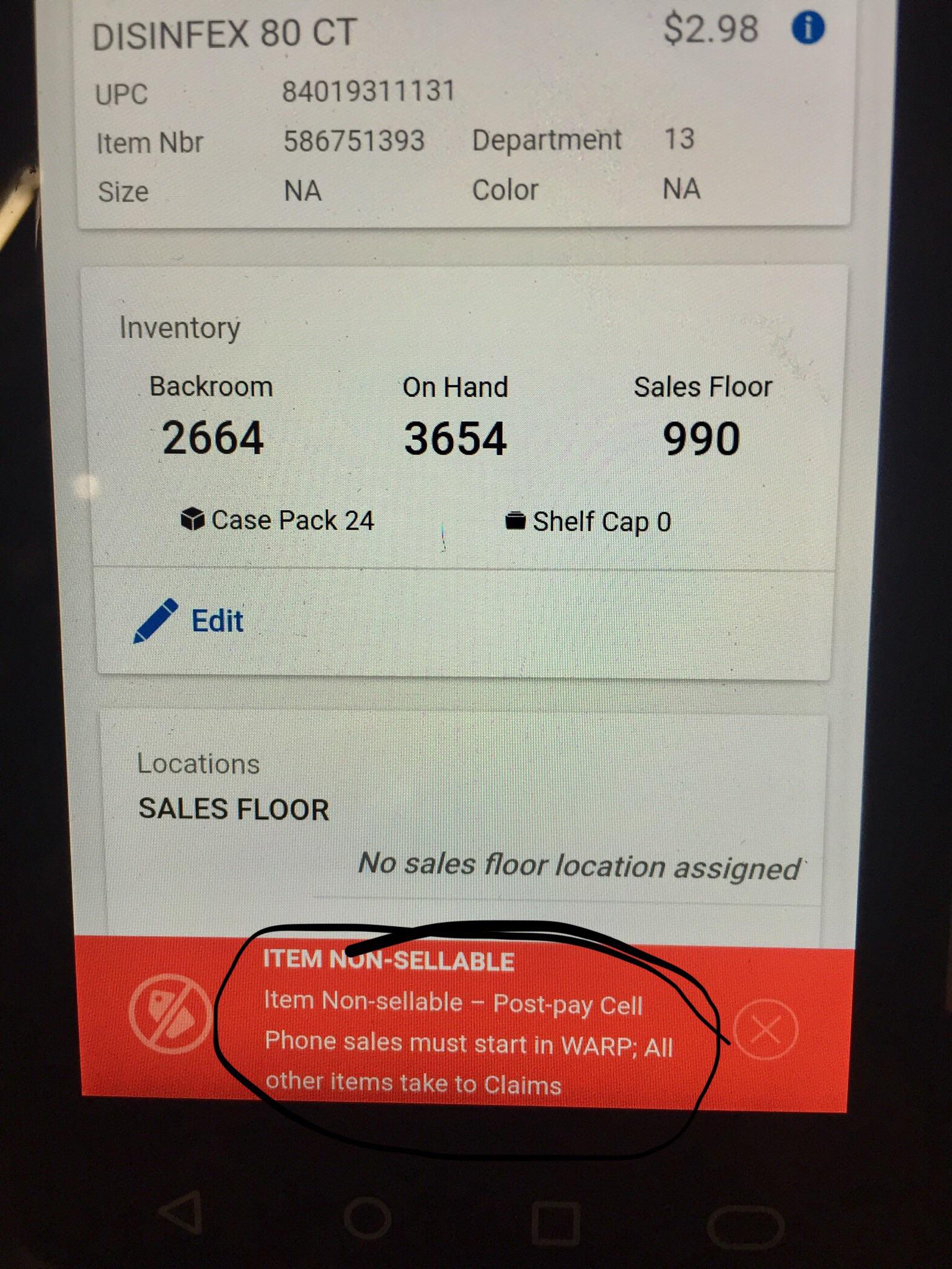 Hmmm....post paid cell phone sales and Disinfex recall.... r/walmart