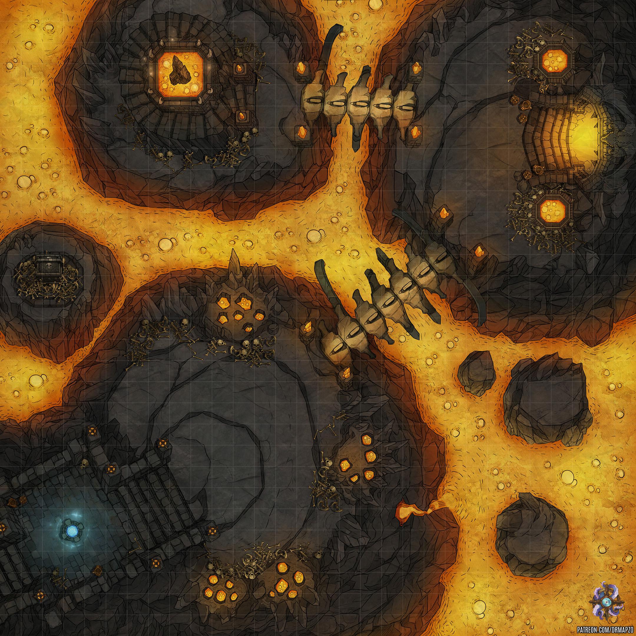 Lava Mountain Crossing Battle Map 30x30 r/battlemaps