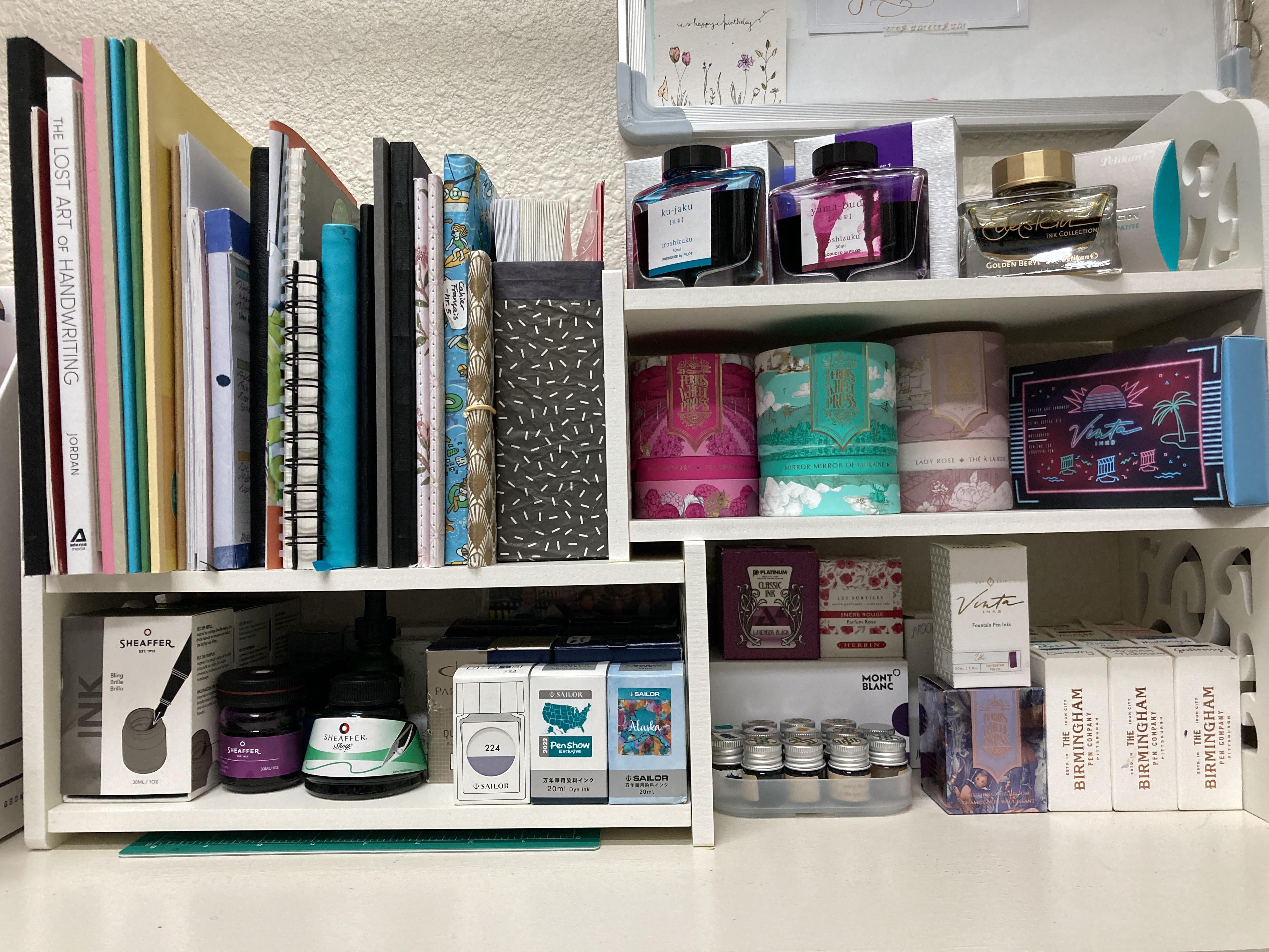 I’ve wanted to put together a pretty ink shelf for a long time. Now I just love staring at these