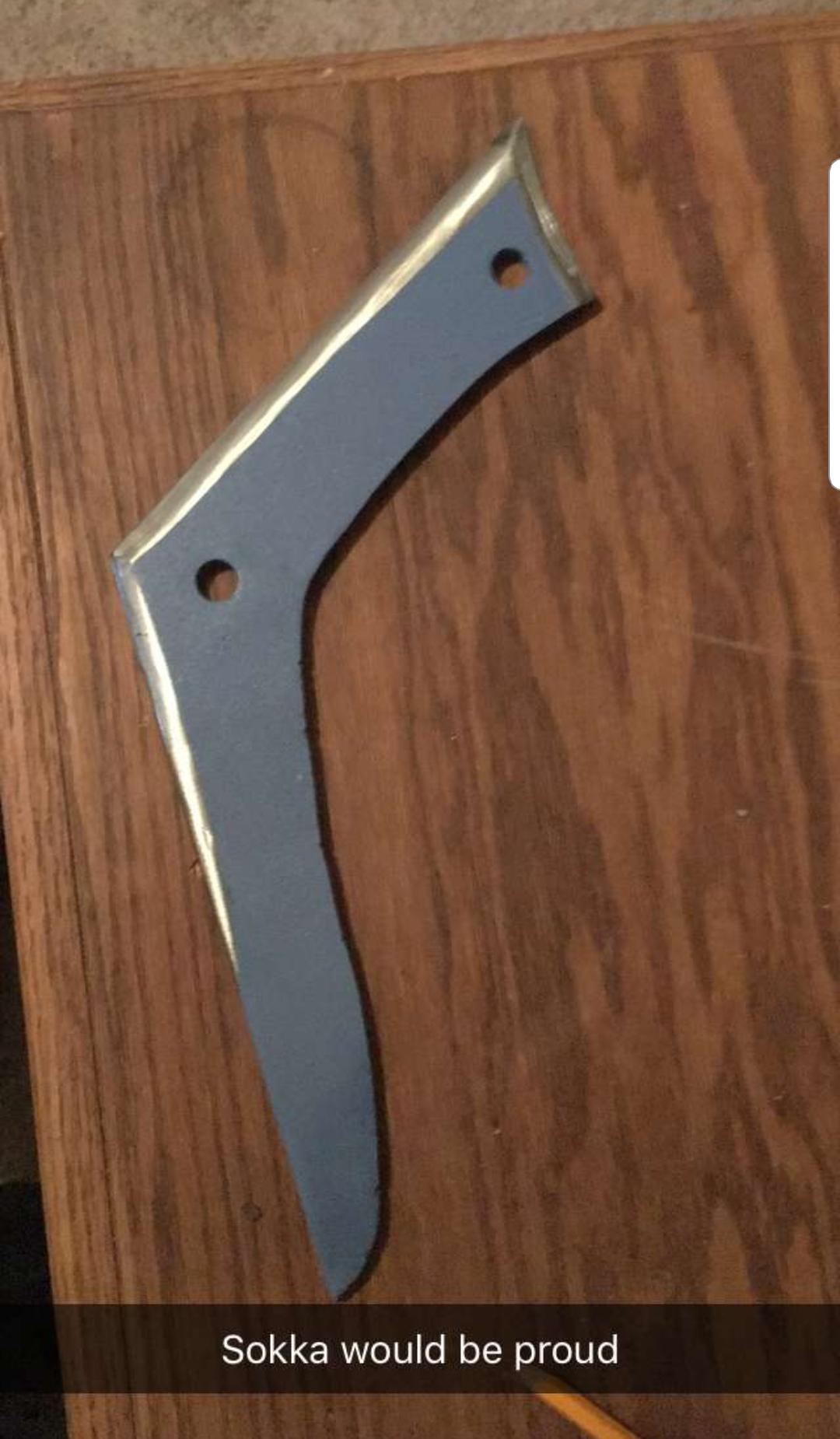 My friend is a blacksmith and made Sokka's boomerang! He also made his ball headed club but won