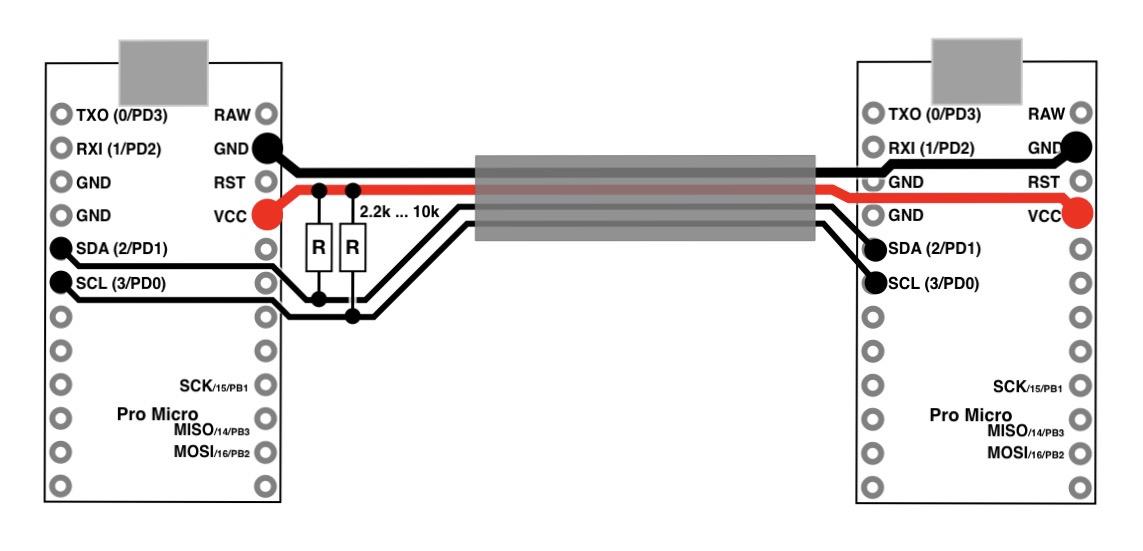 QMK - Split Keyboard - I2C wiring - pull up resistors - two or four