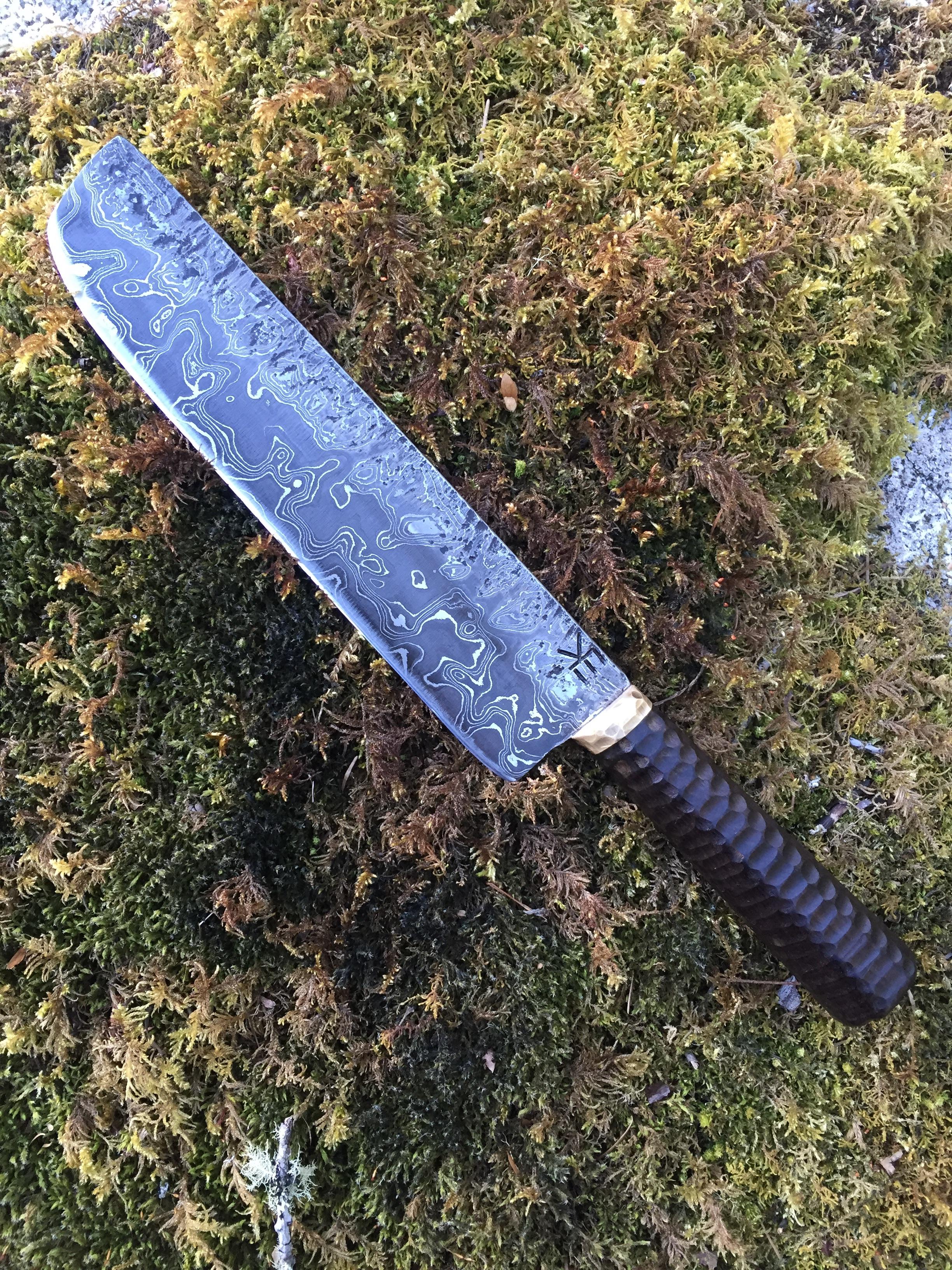 First go at a Nakiri. 108 layer Damascus made partially from armored