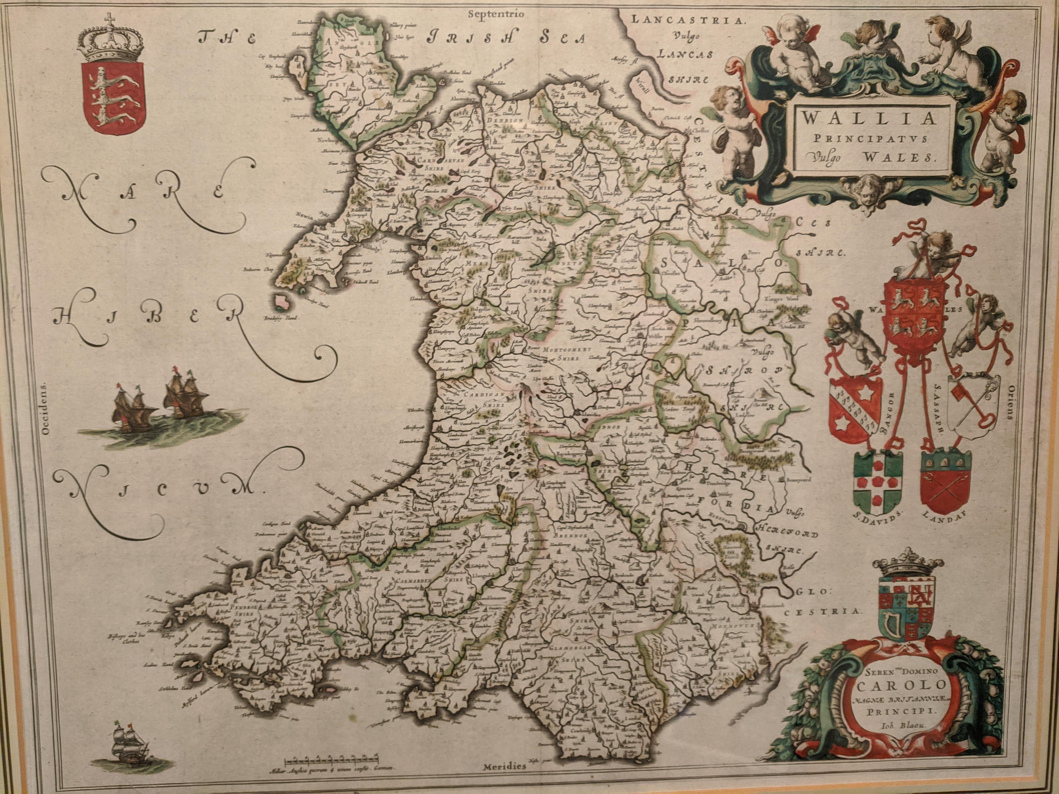 Oldest Map Of Wales This is a copper plate engraved map of Wales is from roughly 1645 and
