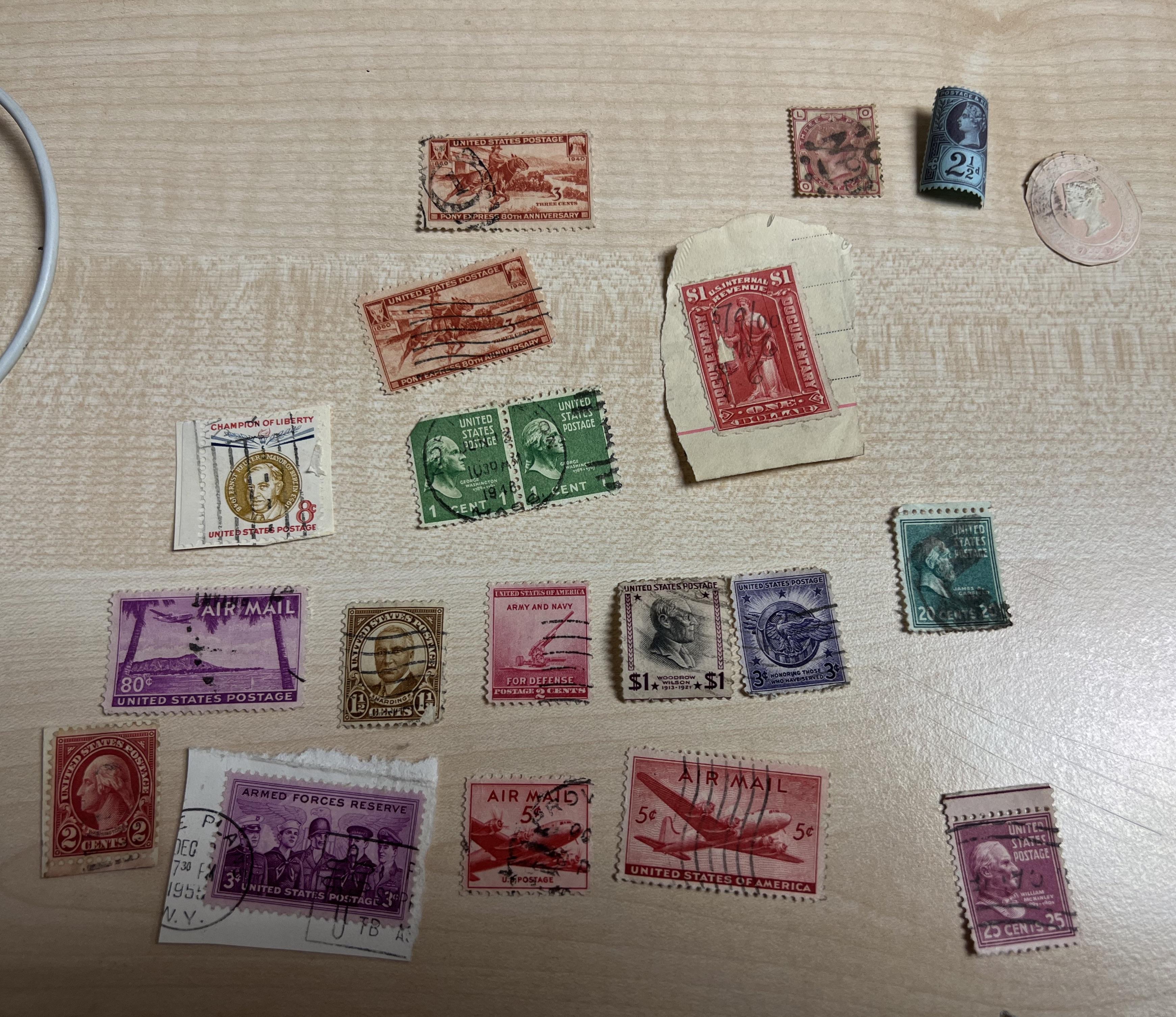 Found an old stamp collection, just a few here, Anything interesting