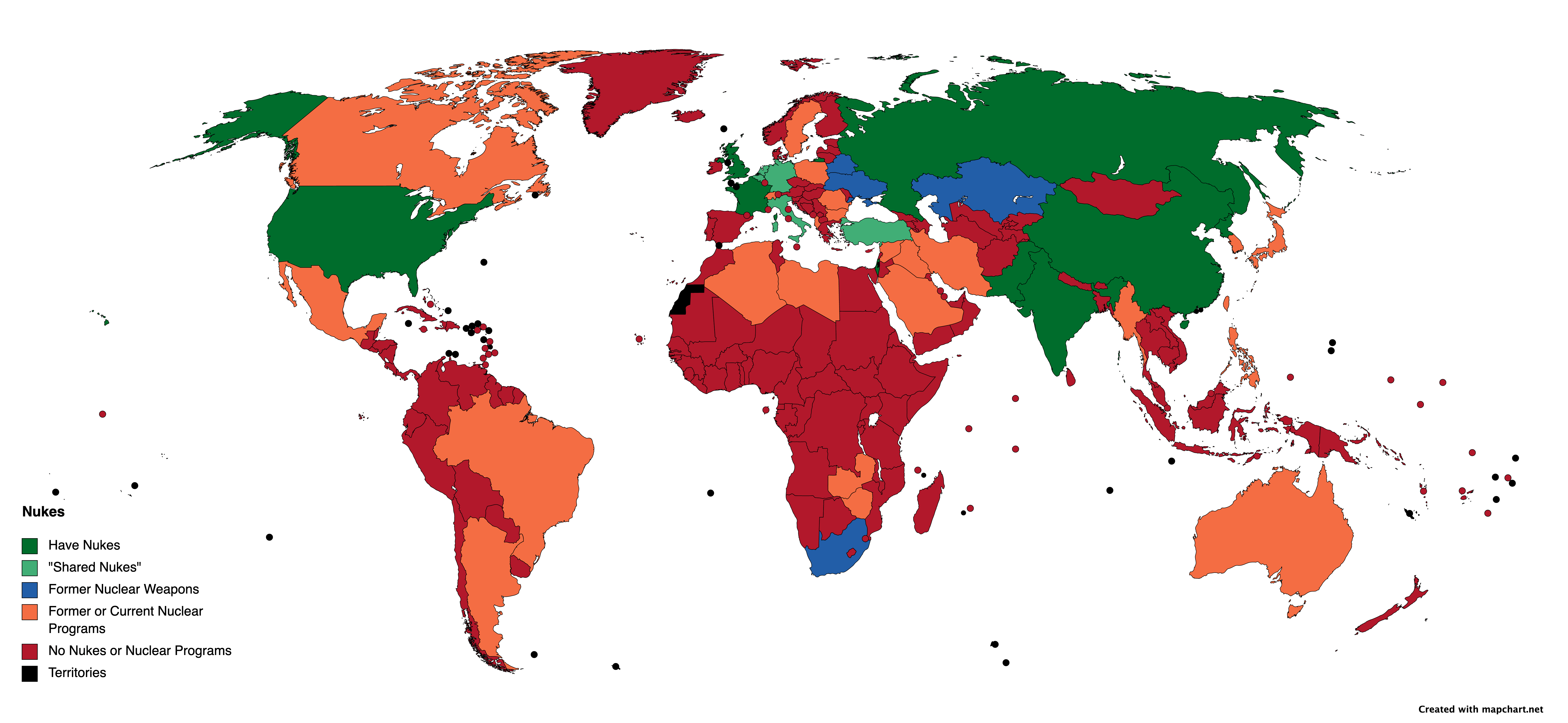 Countries About Nukes r/MapPorn