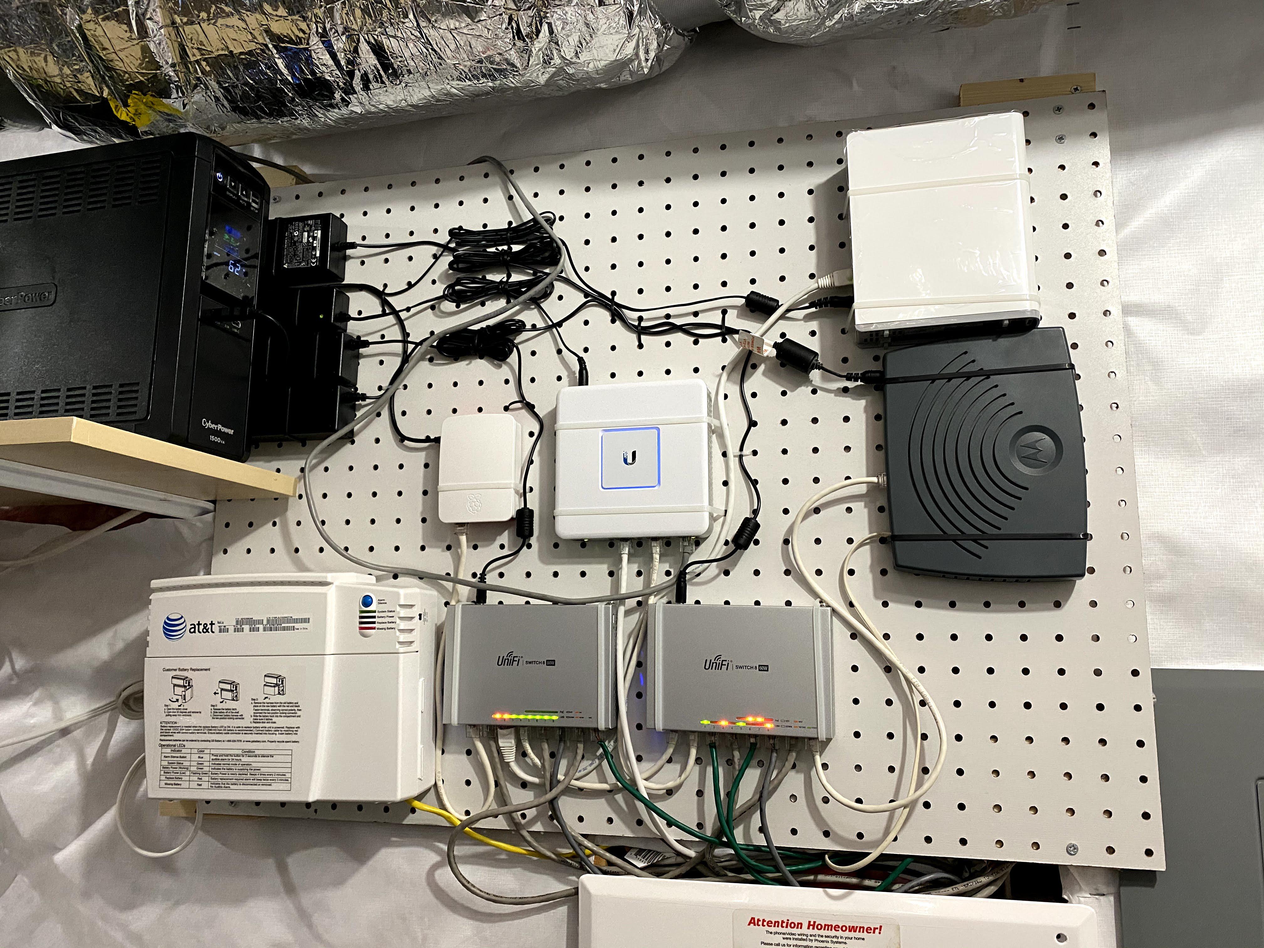 My network pegboard wall r/Ubiquiti