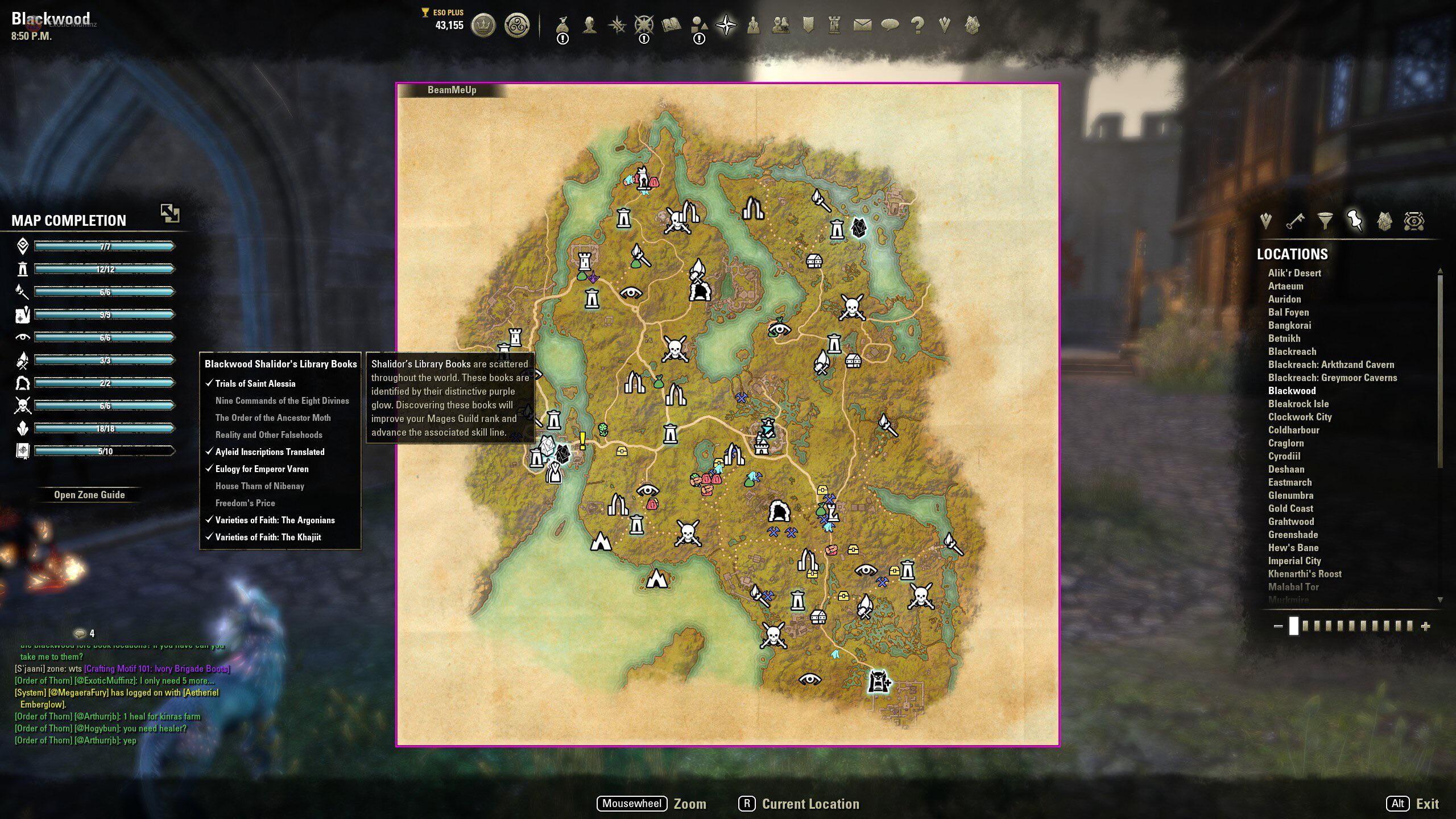 Can someone help me with the Blackwood lore book locations. Just need 5