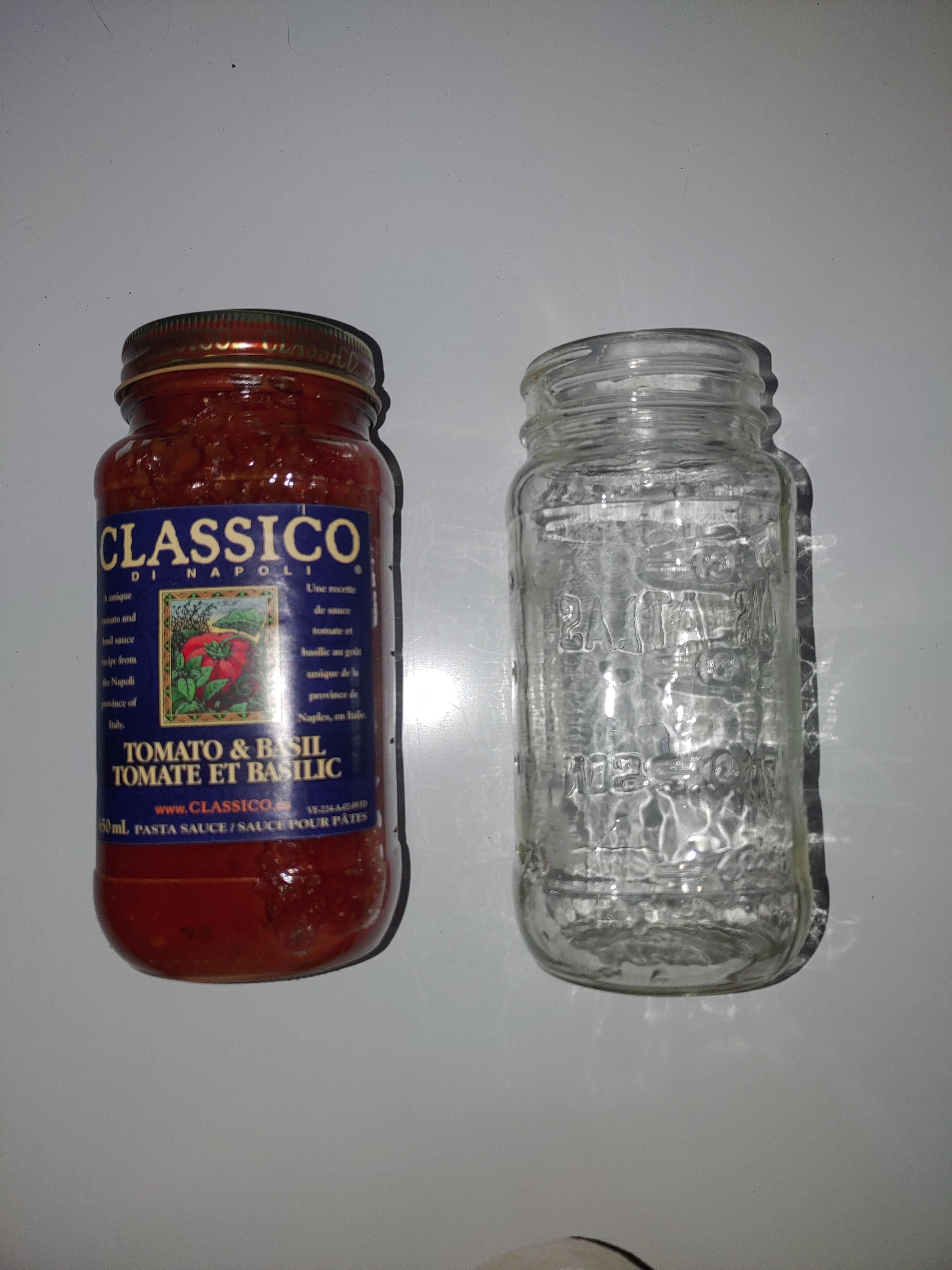 Cheap mason Jars, sauce included. Frugal