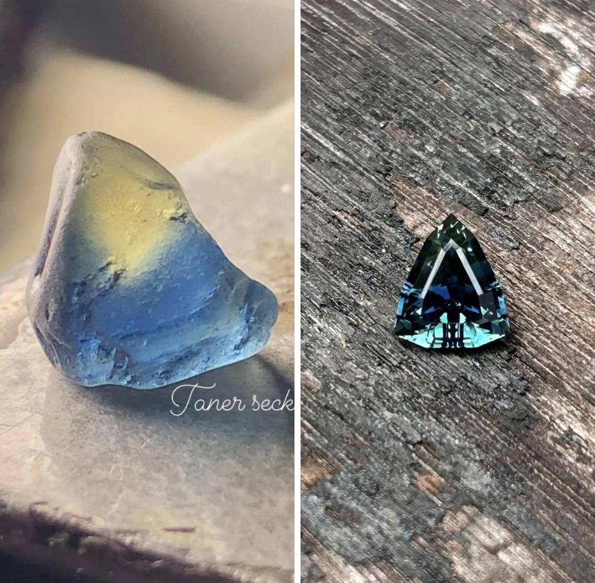 This is Before and after Australian sapphire i recently cut . r/Gemstones