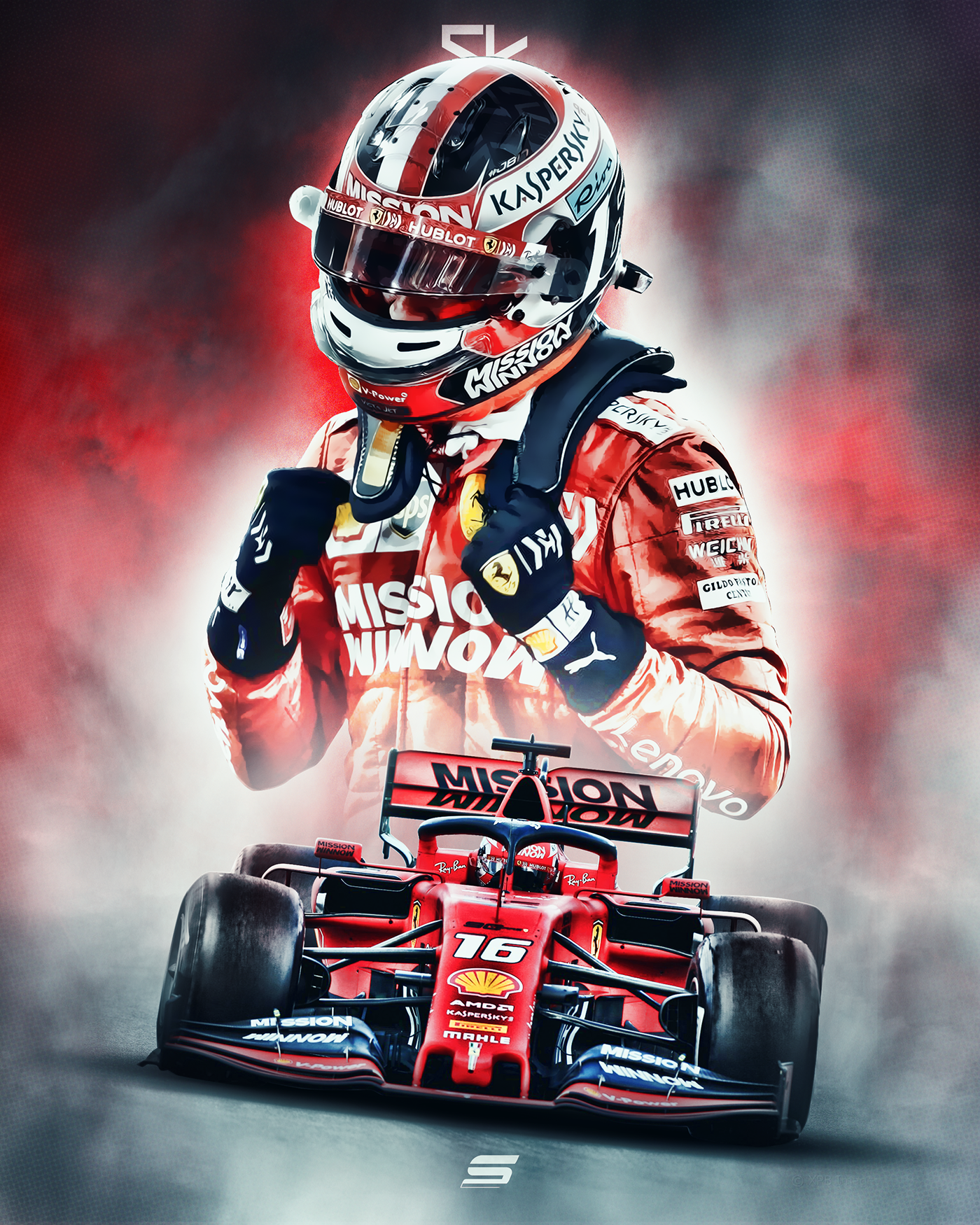 Charles Leclerc phone wallpaper made by SeviGraphics formula1