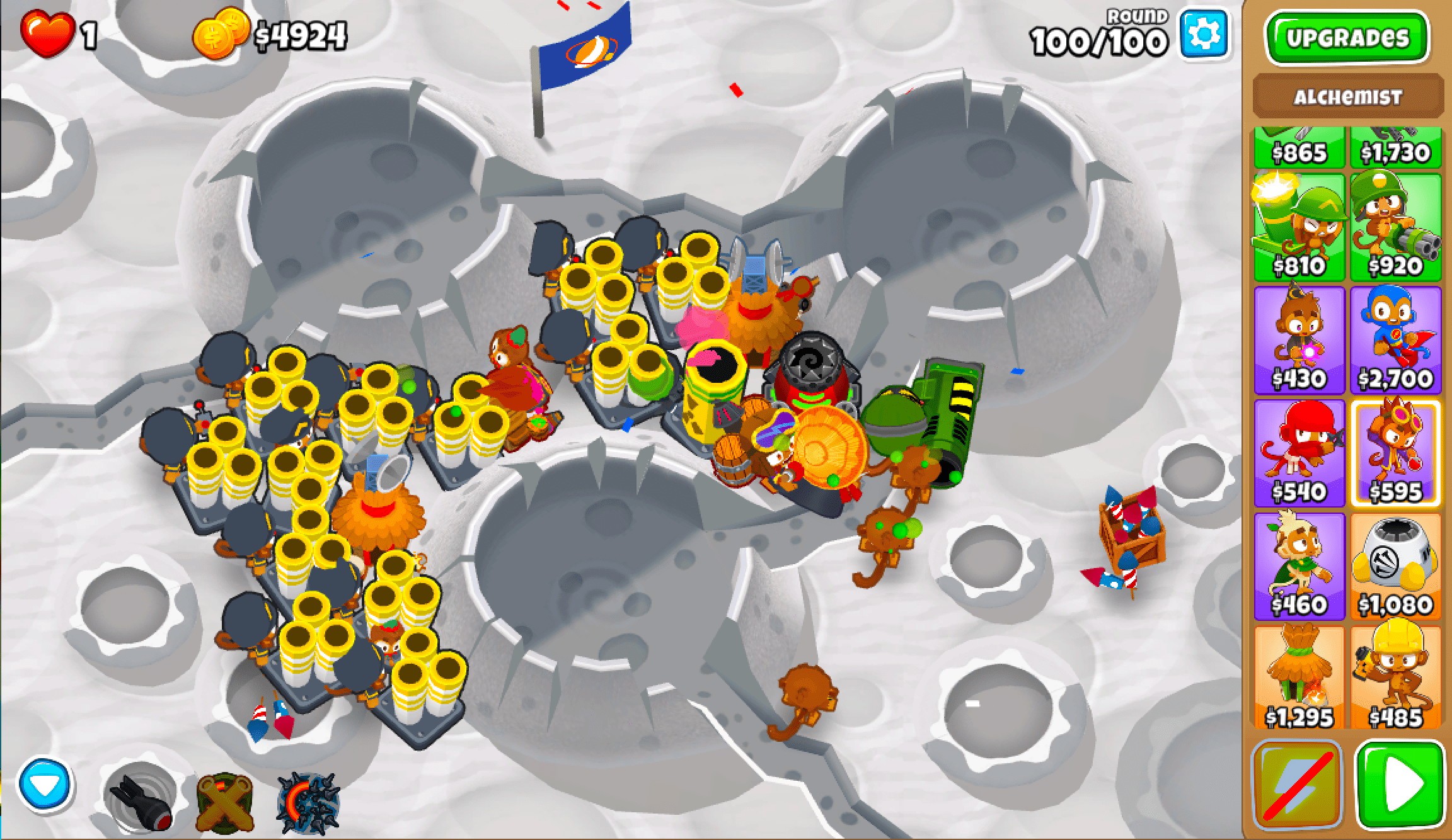 Moon Landing CHIMPS with Artillery Battery Army r/btd6