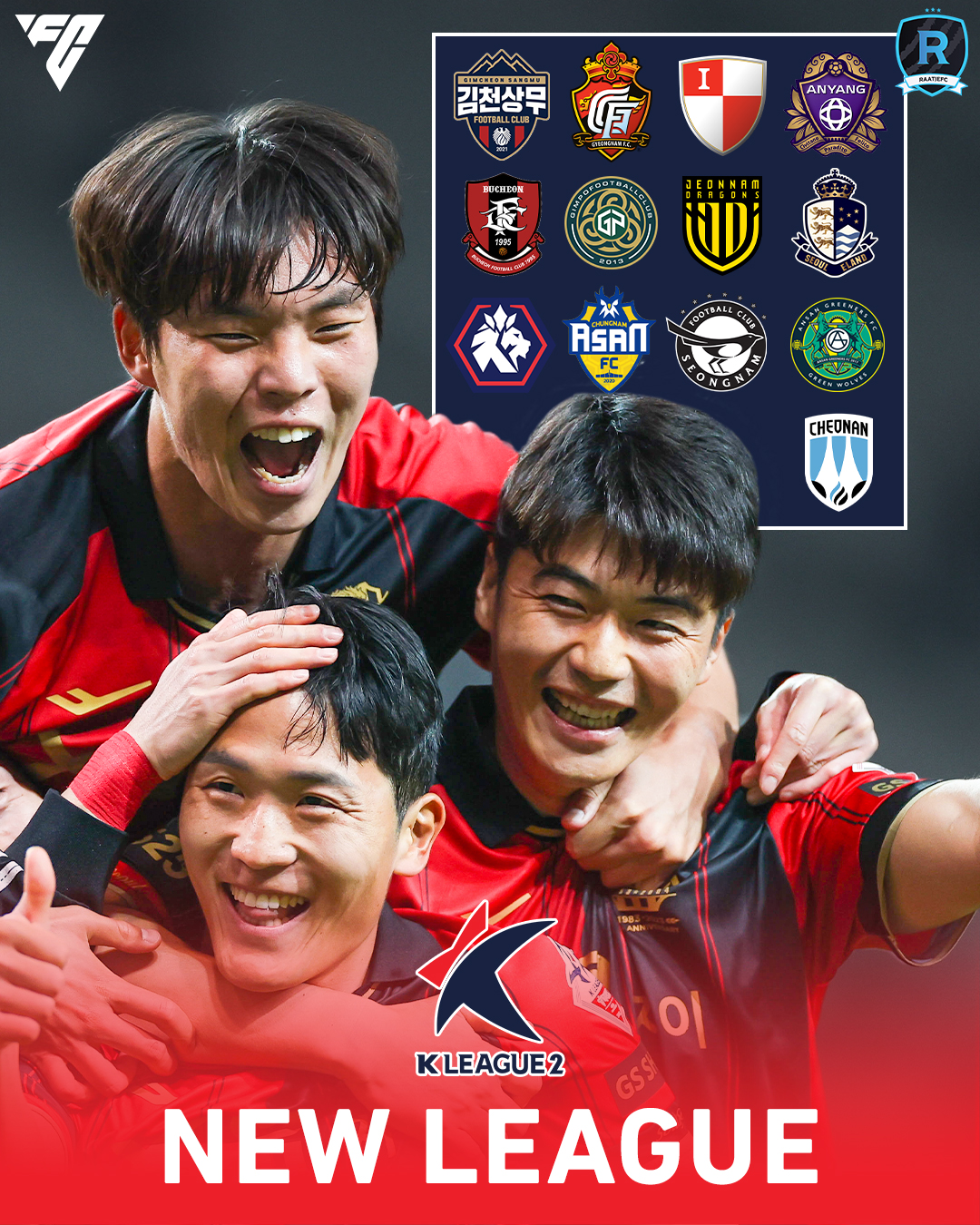 The K League 2 (second South Korean division) is officially added in