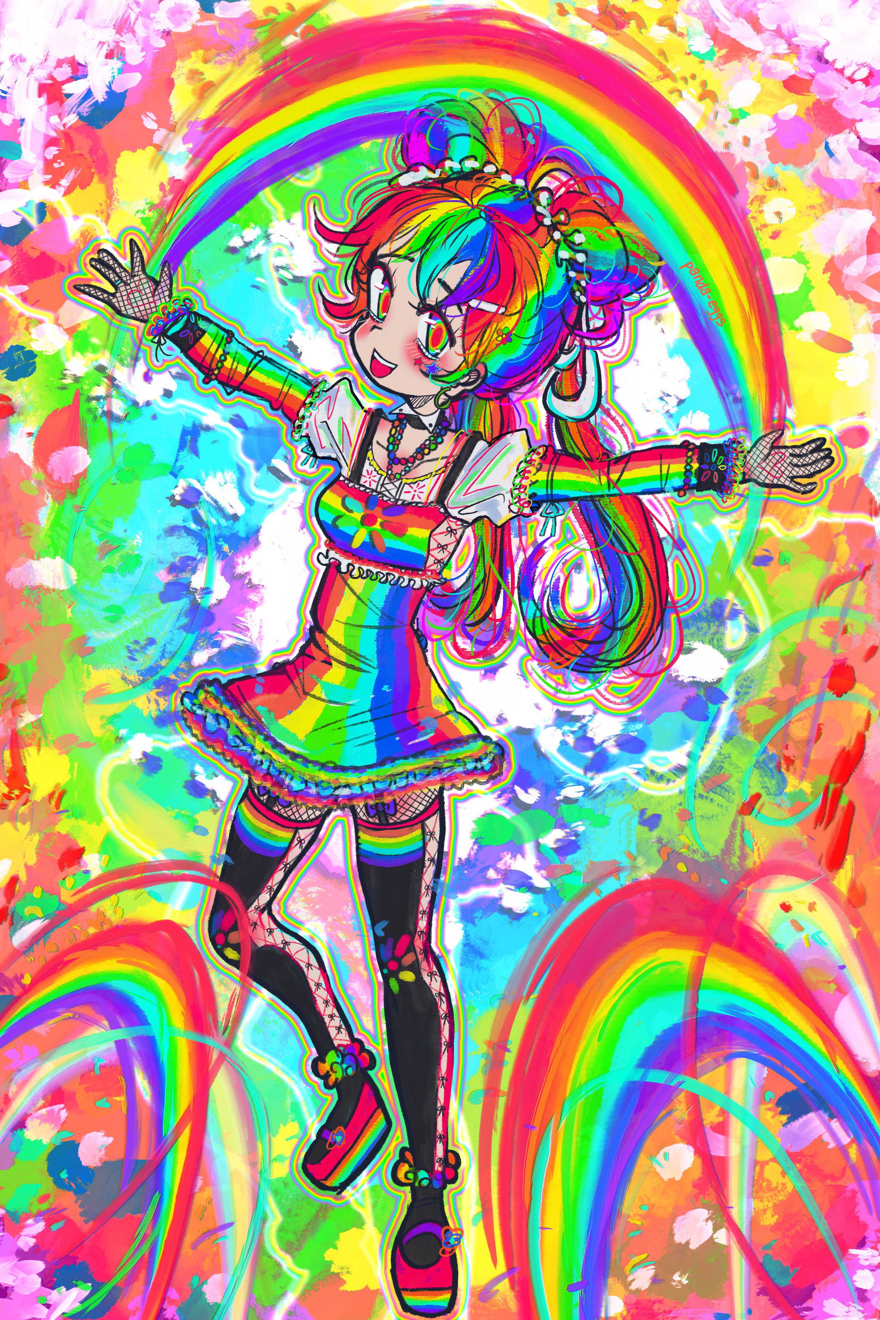 Rainbow Girl (digital artwork by me) r/RainbowEverything