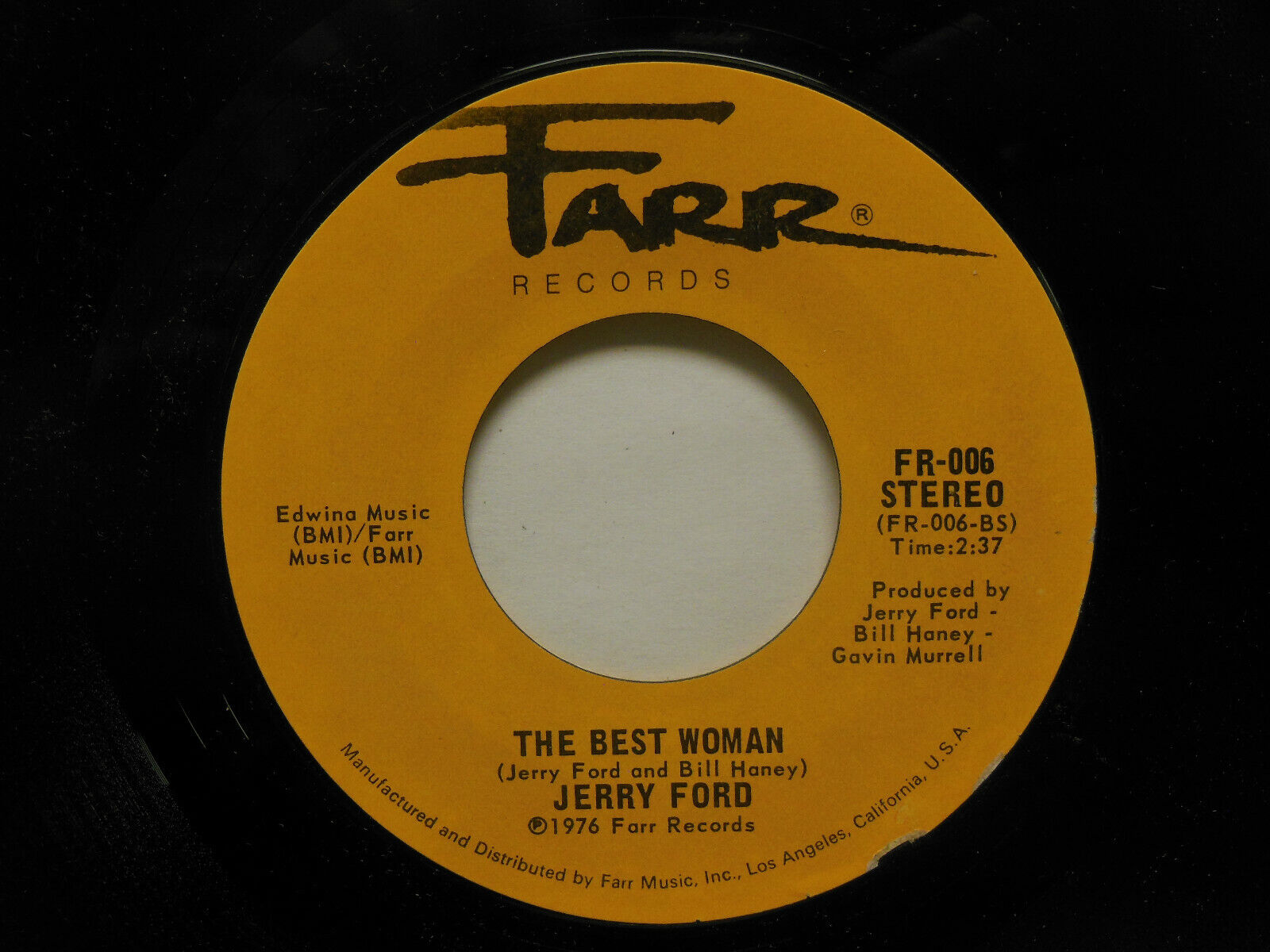 Jerry Ford I To Live Today / The Best Woman, 45 RPM. EX r/gym