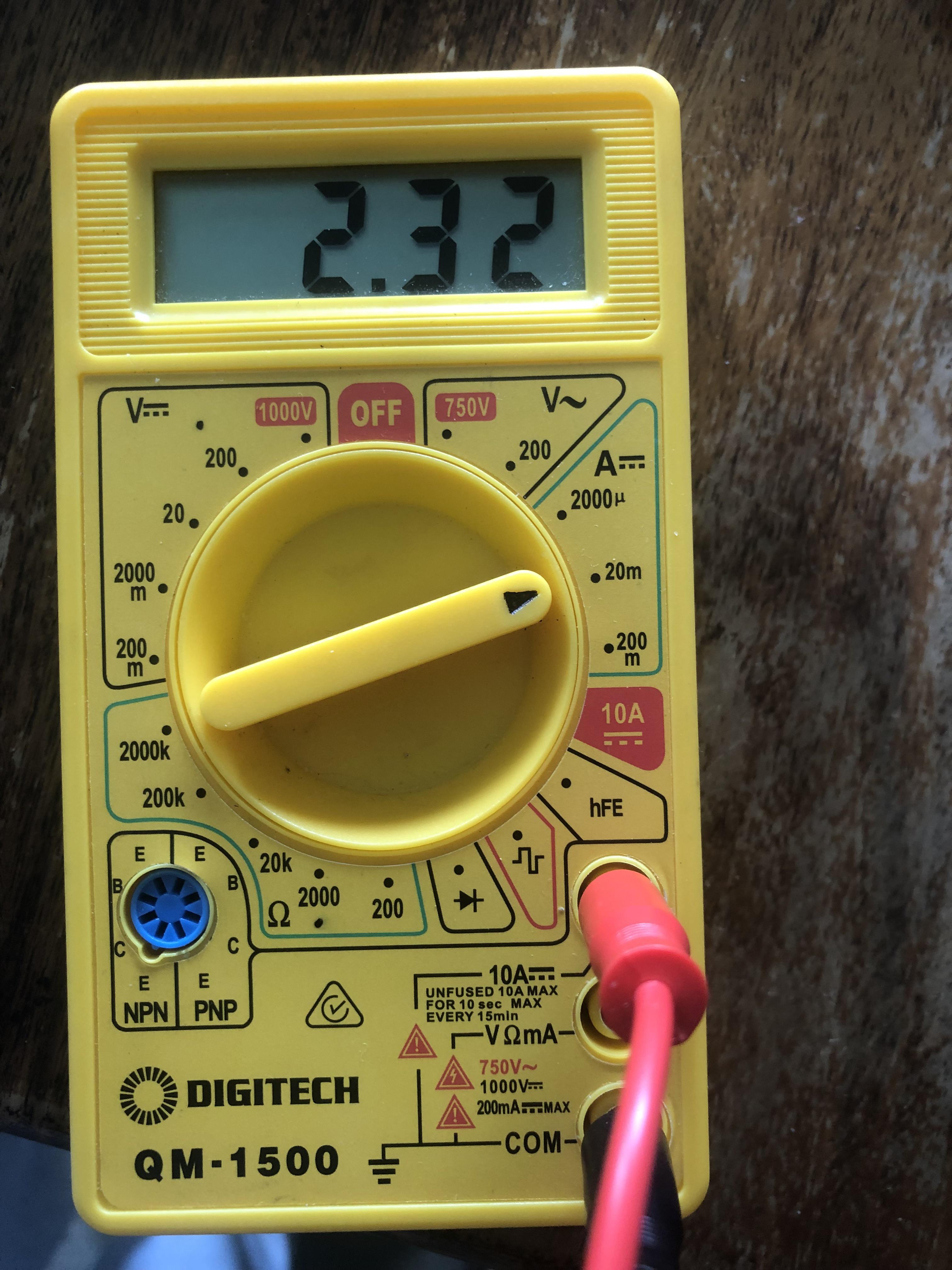 Help Understanding How To Read This Multimeter For Current Measurements. Using A Dc Power Supply That Outputs 5 V And 2.3 Amps. How Come When I Select The 200M To Read In