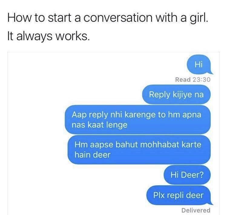 Indian guy pick up line (Translation line1 please reply no. line 2