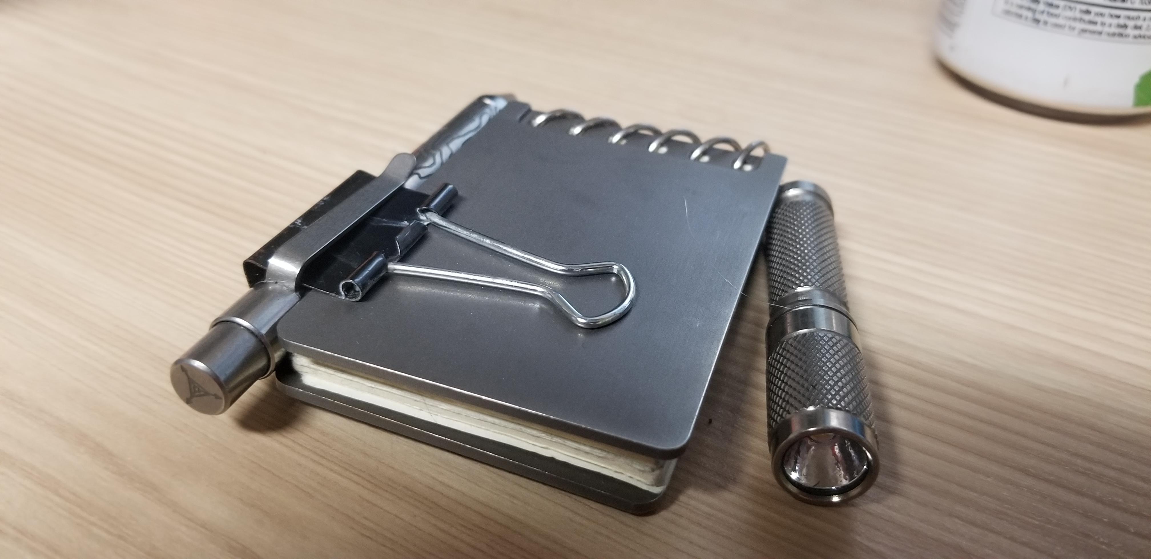 Titanium pen, notebook and flashlight! r/EDC