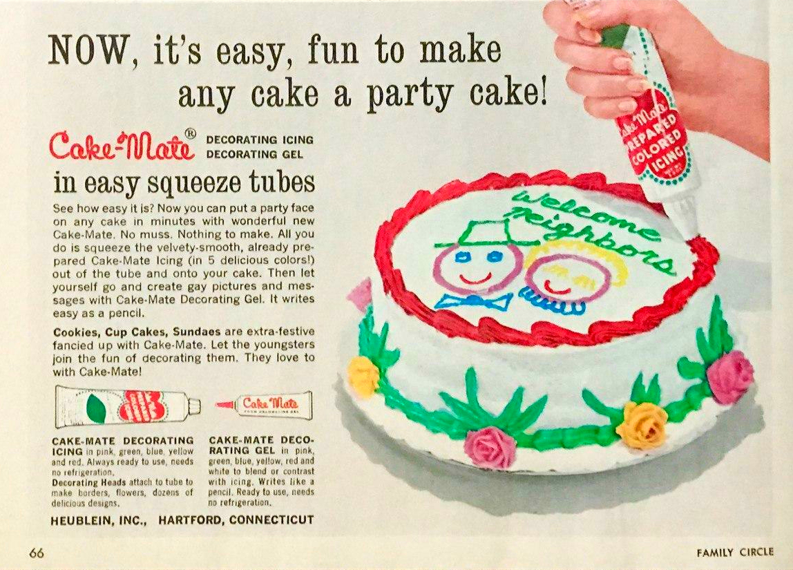 CakeMate Decorating Icing, 1965 r/vintageads