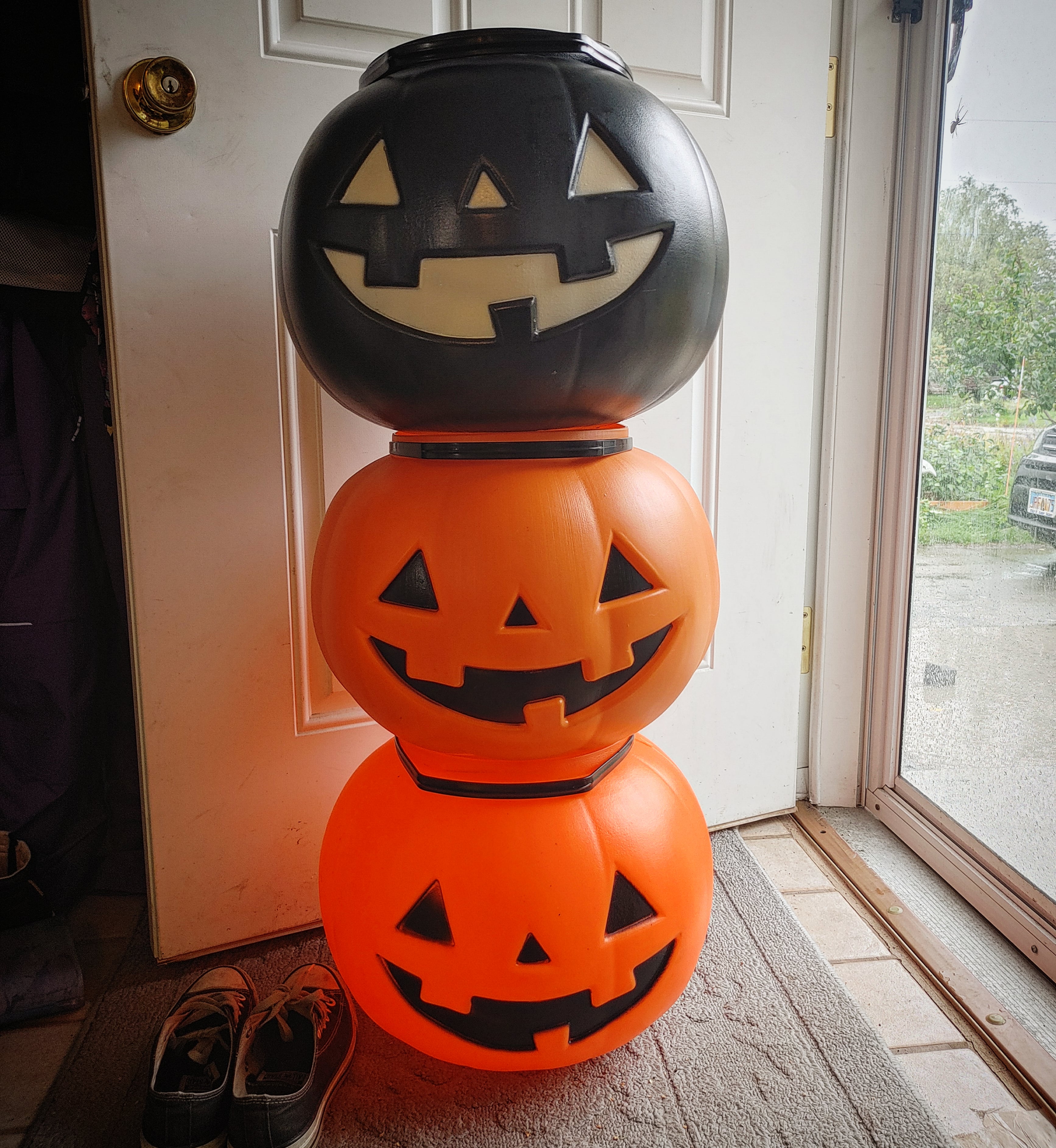 My collection of jumbo blow mold jackolantern candy buckets shoes