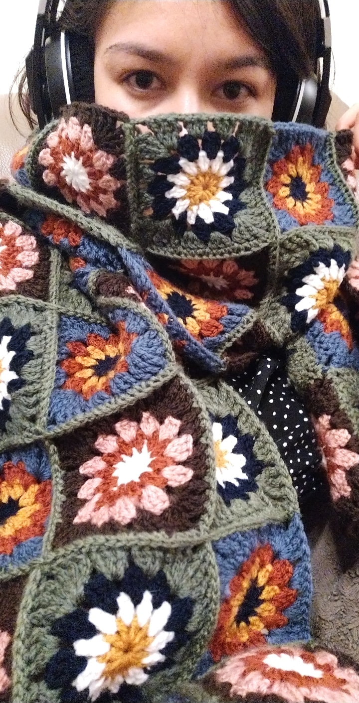Finished a 2 metres long granny square scarf! r/crochet
