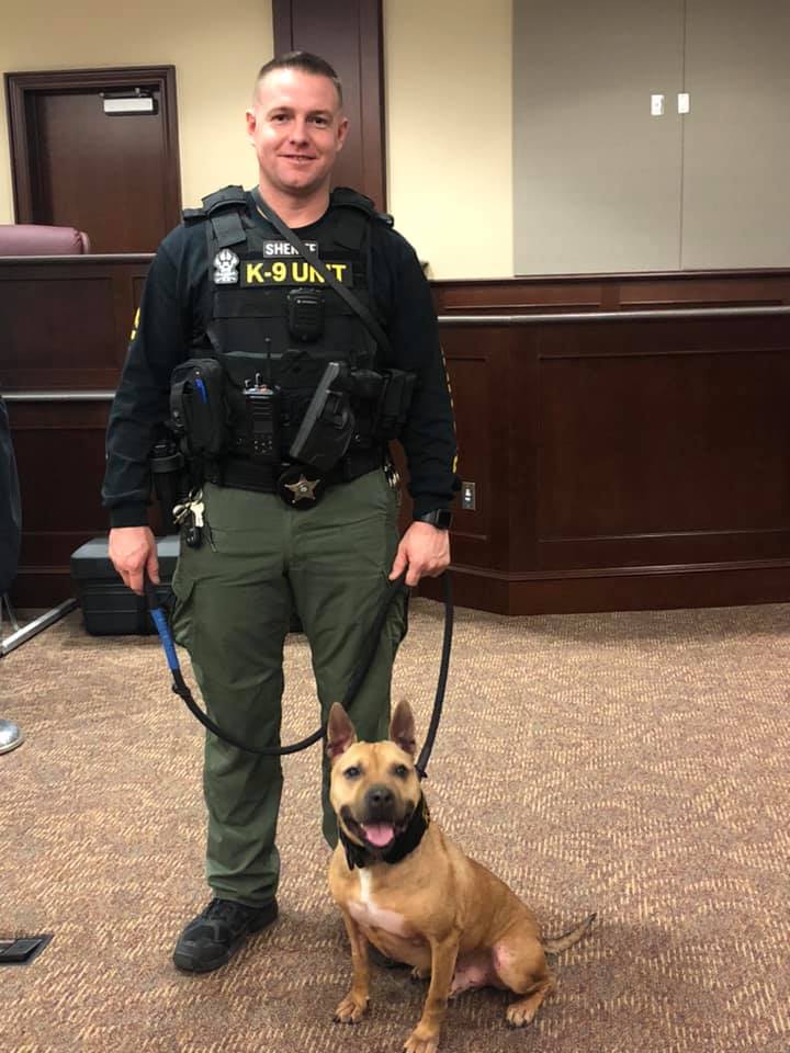 Officer Hopper with newly appointed K9 Officer Nibbles, Craven County's