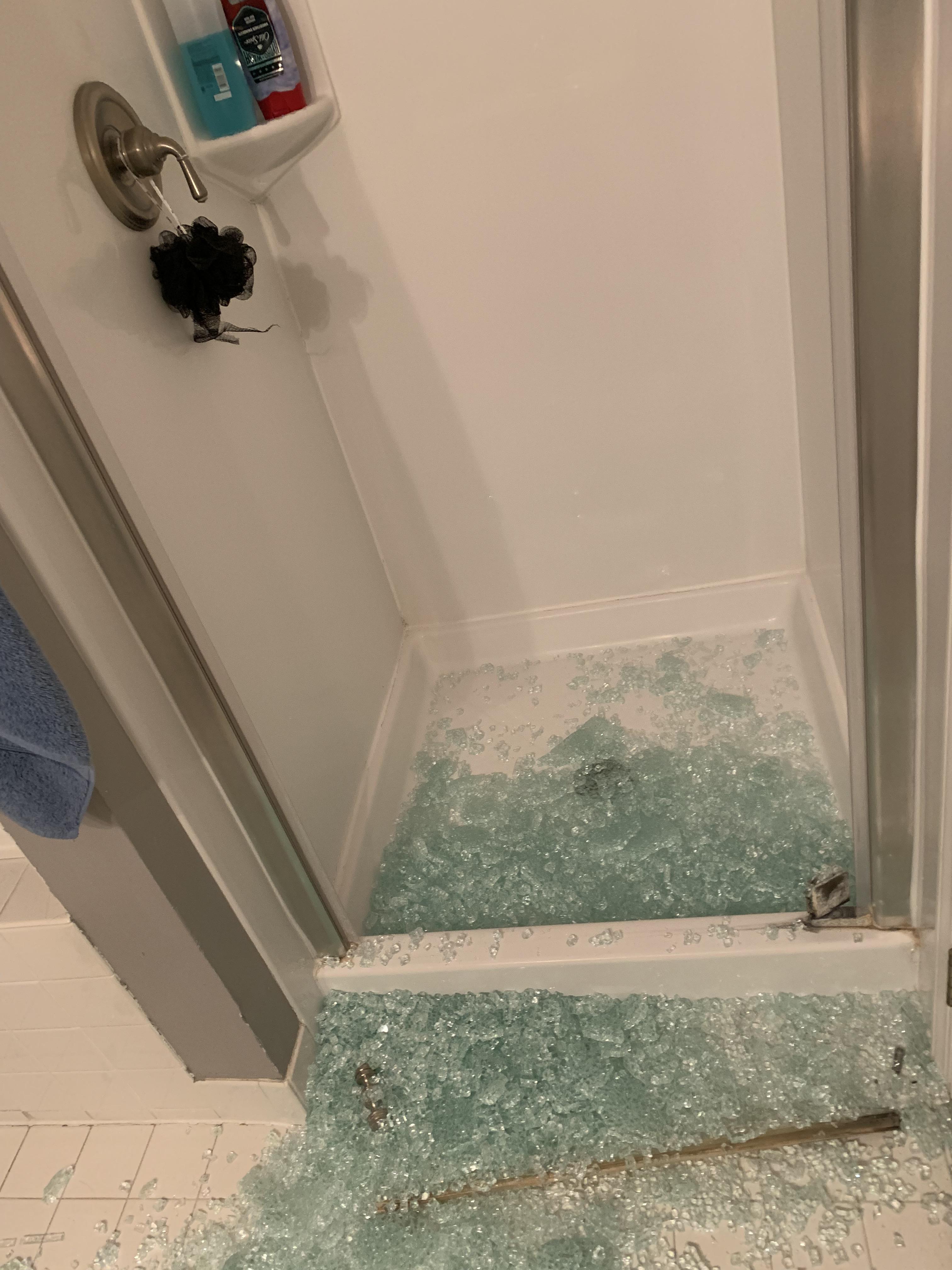 Glass Shower Door Spontaneously Shatter This just happened tonight. How do I fix my glass shower door? It