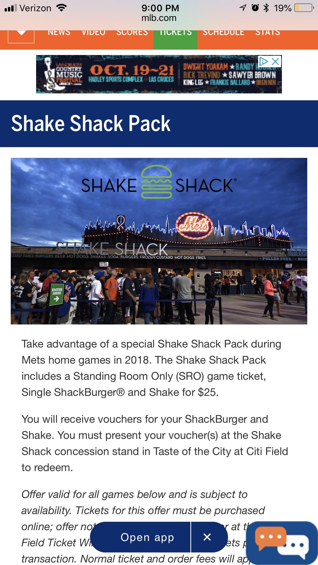 The Mets are running a promo for a ticket and Shake Shack burger for 25. Laughed out loud when