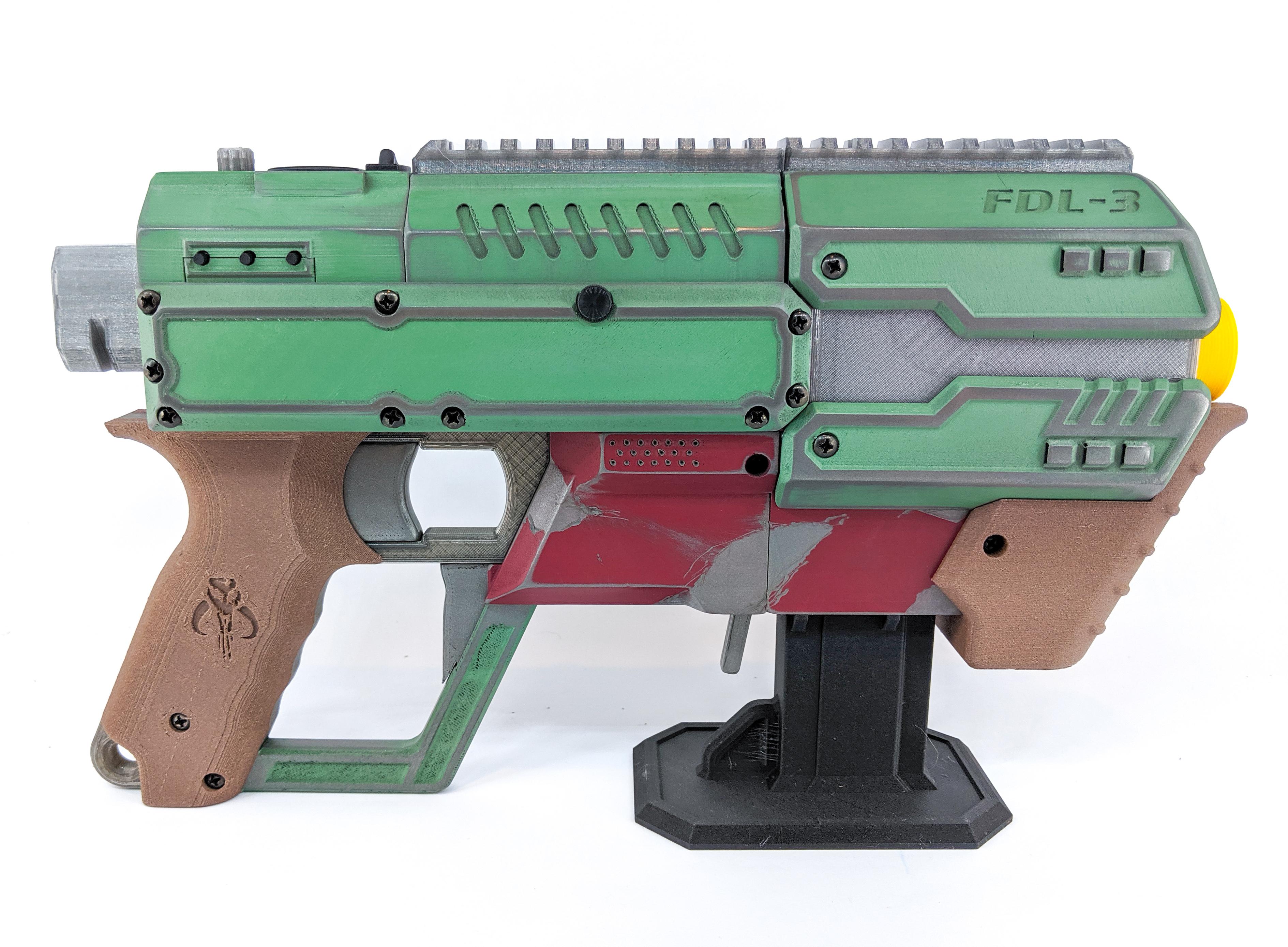 Highly functional 3d printed foam dart blaster (FDL3). Boba Fett (duh