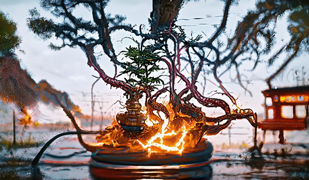 Burning Bonsai Made with Starryai r/starryai