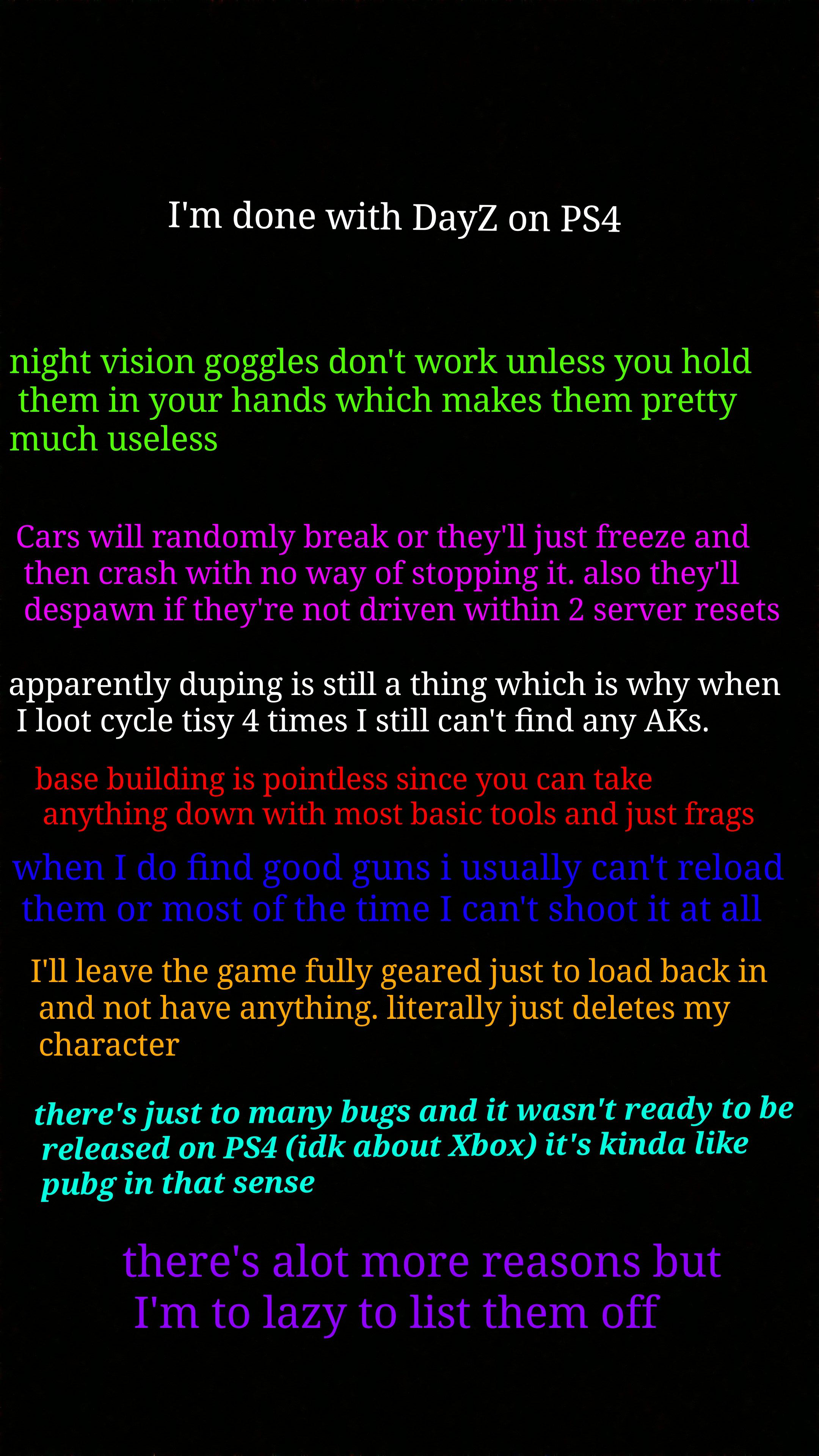 I'm done with DayZ until they get there game fixed dayz