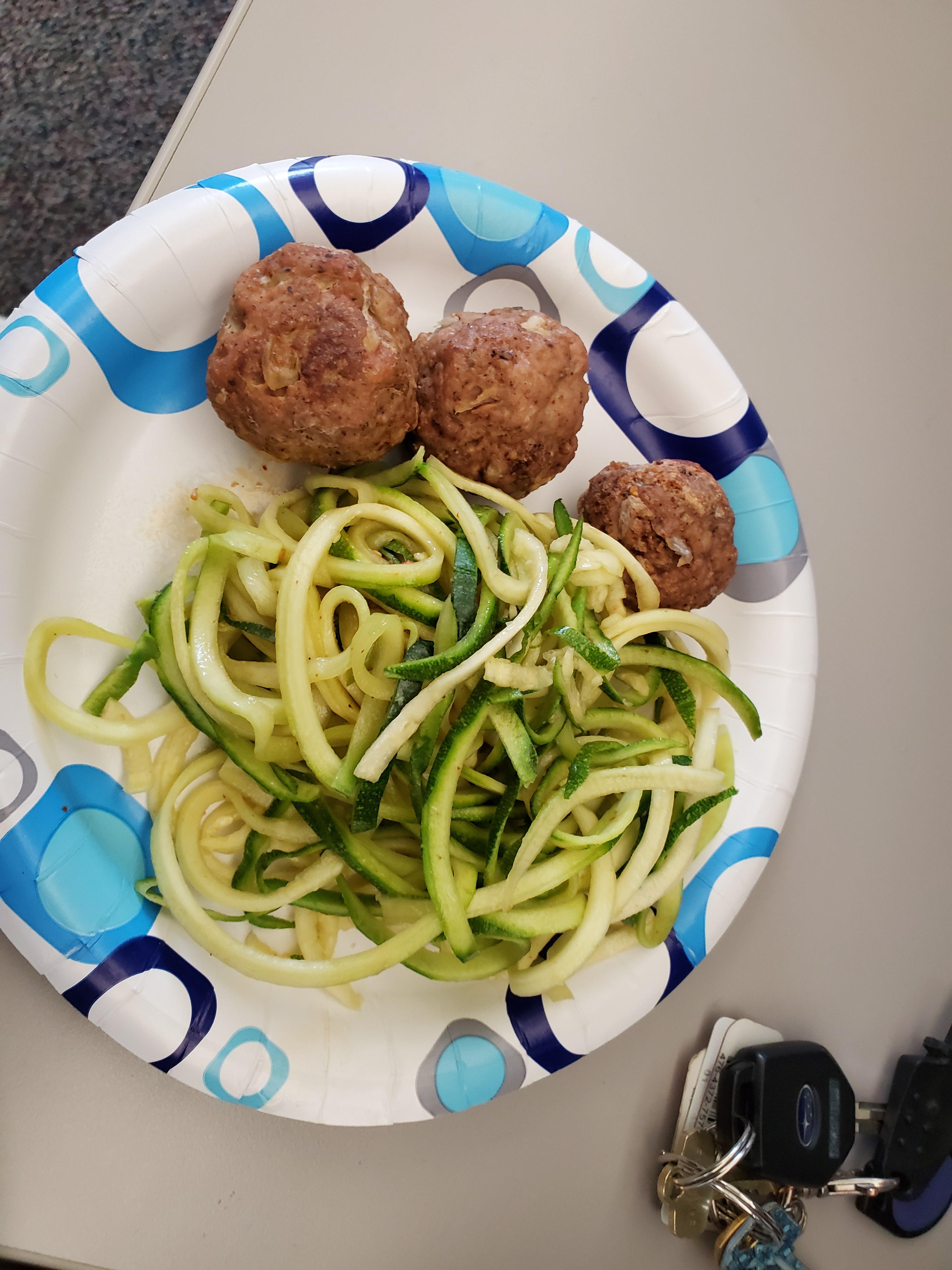 Zoodles and Turkey meat balls r/HealthyFood