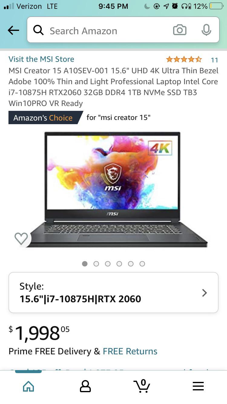 Bought this Creator 15 4k UHD, i710875H, 32 gb ram, 1 TB