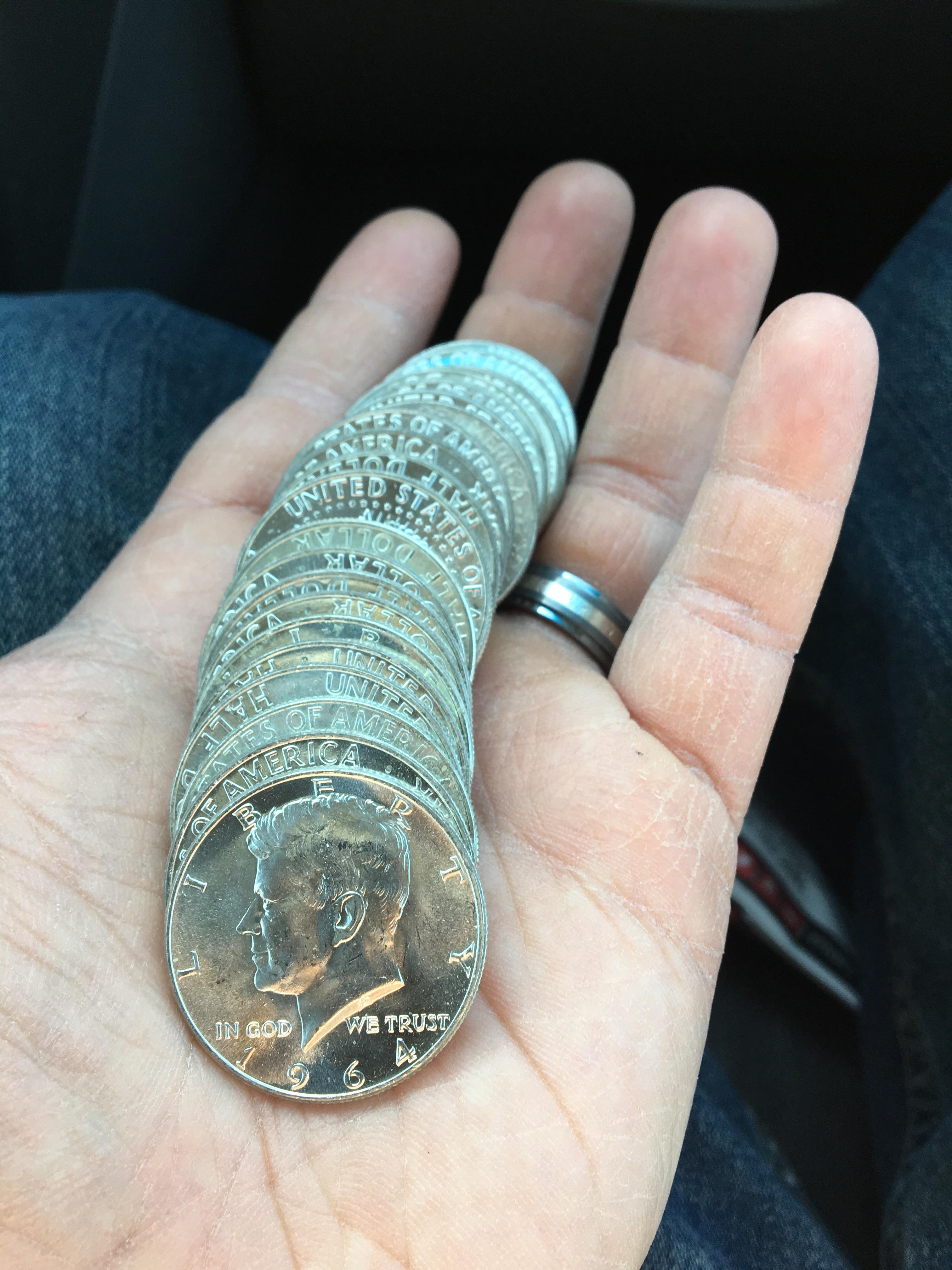 23 ‘64 half dollars! I usually check at the bank to see if they have any, and today one of the