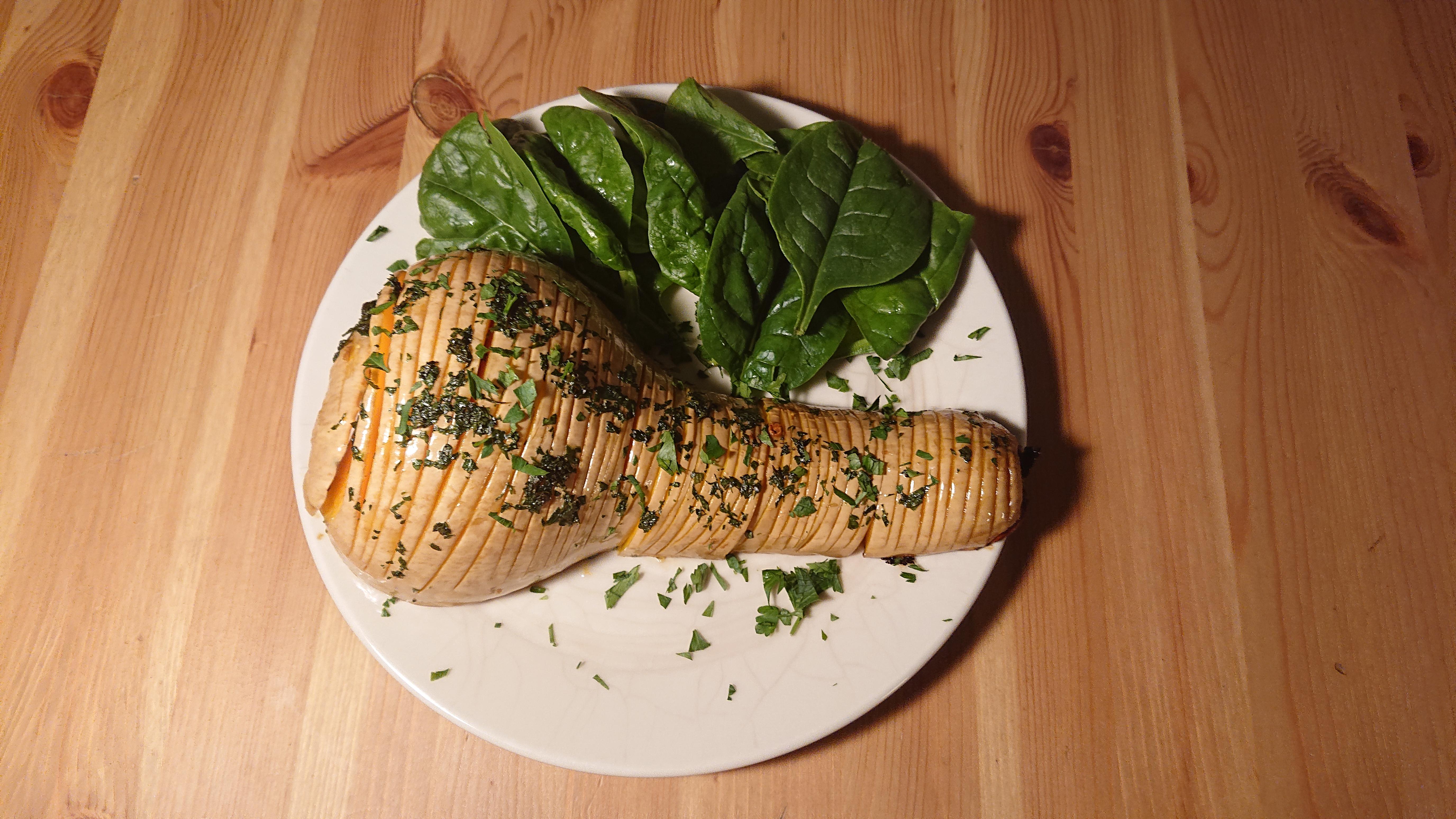 Parsley & honey butternut app. 380 cal for the whole plate r