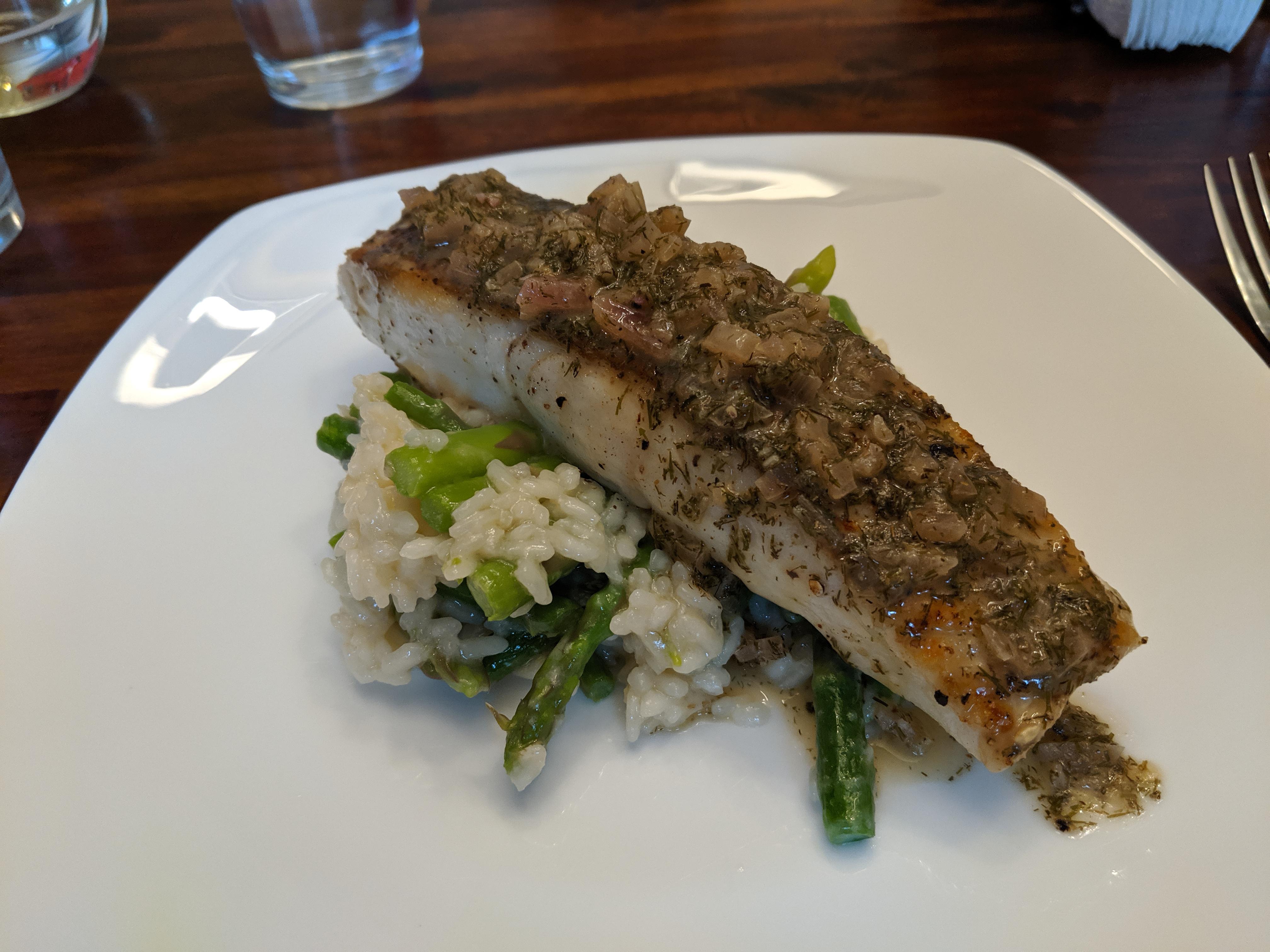Pacific Halibut over Asparagus Risotto r/FoodPorn