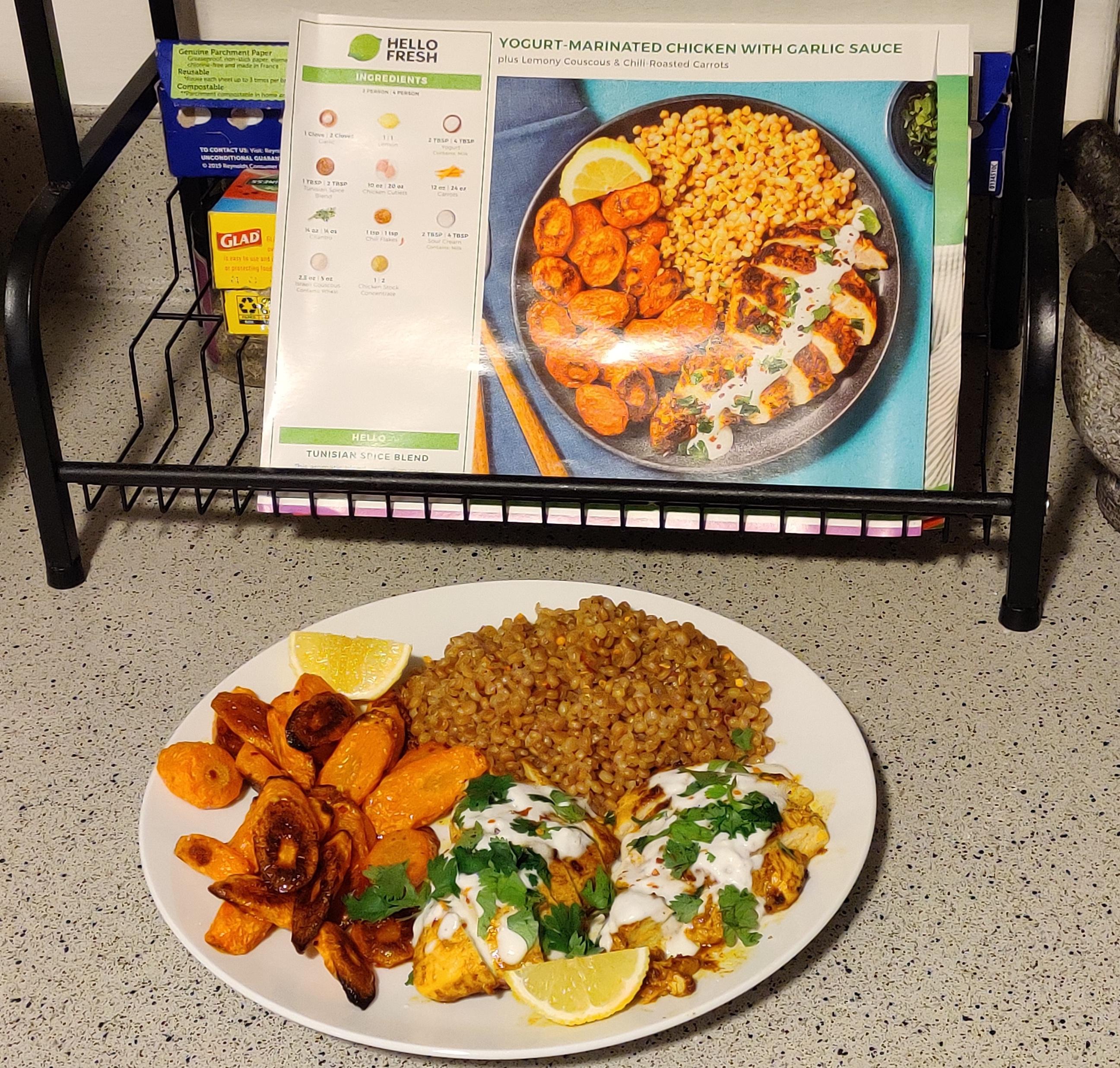 One of my first meals form HF! YogurtMarinated Chicken with Garlic